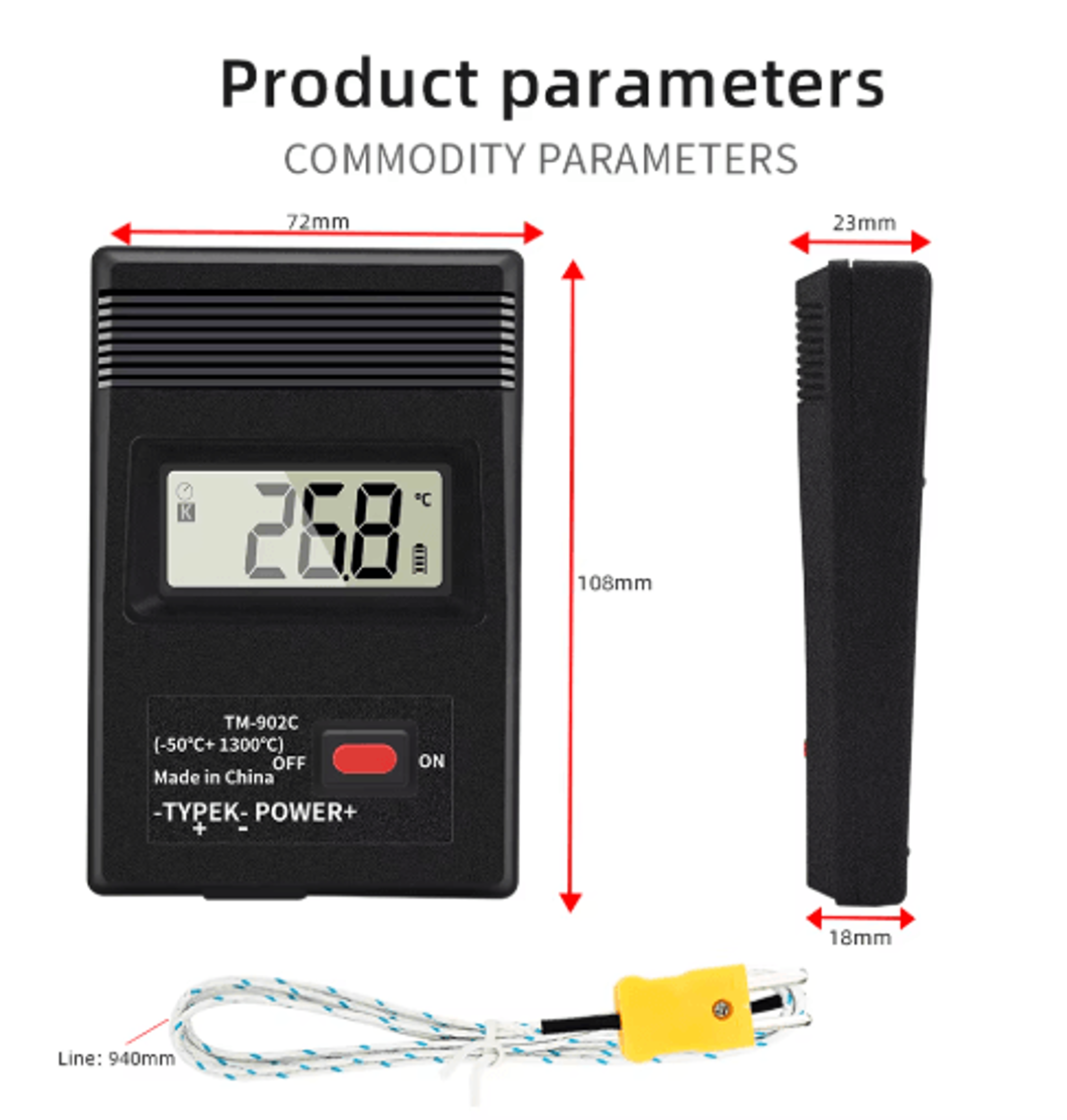 TM902C KType Digital Thermometer  Thermocouple Temperature Meter 5