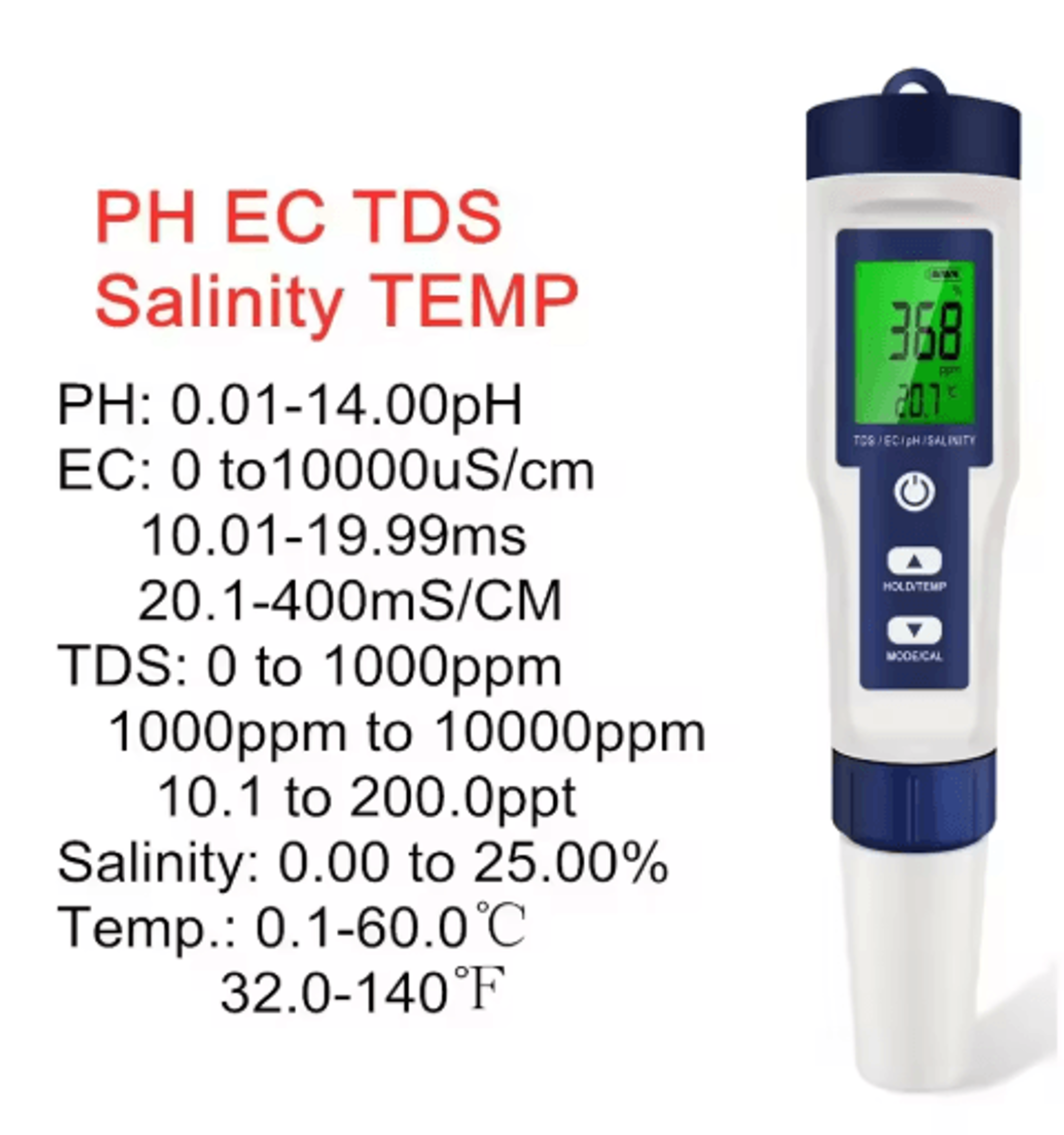 5in1 Digital PH Meter  TDS EC Salinity  Temperature Tester 1