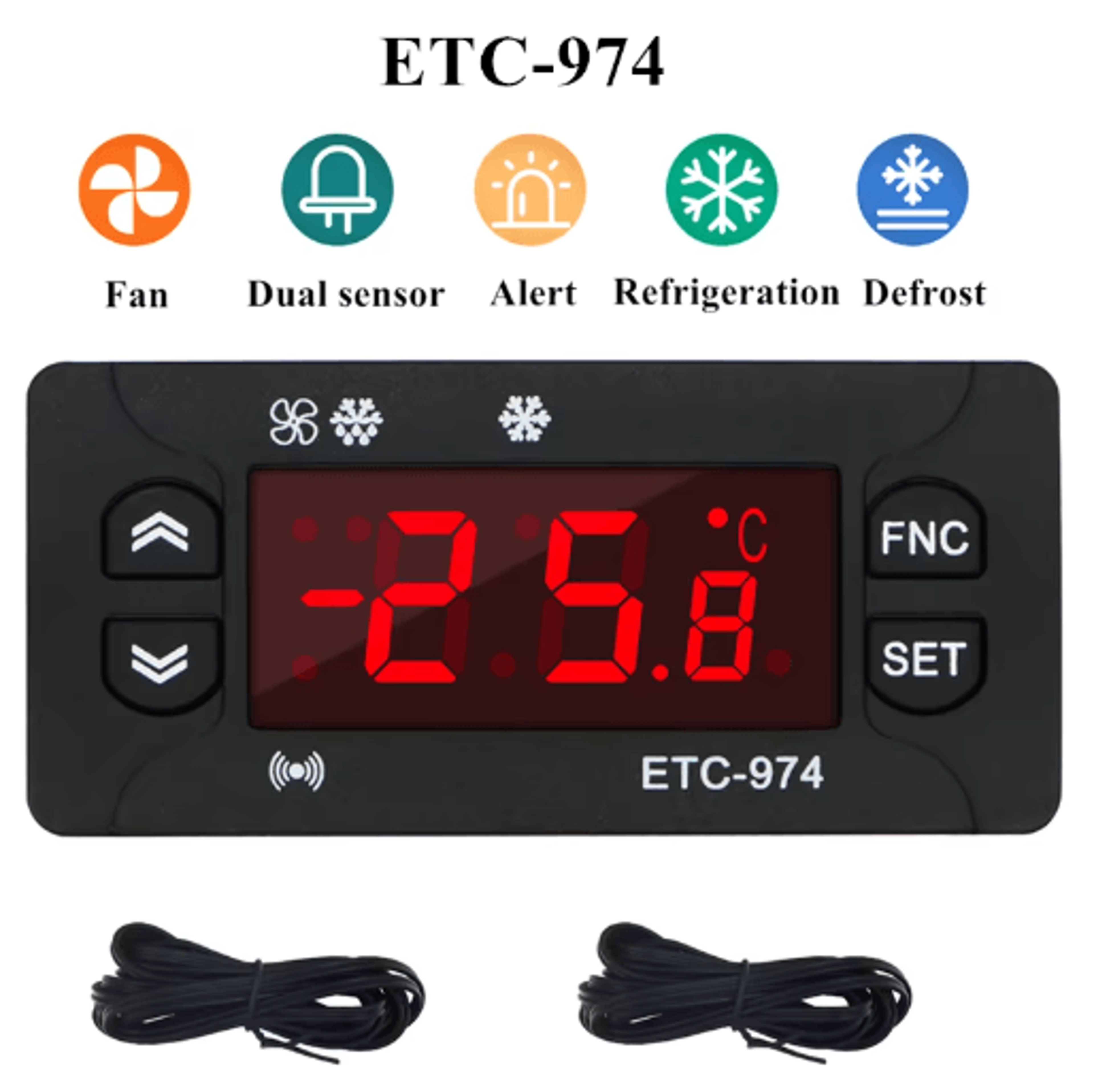 ETC974 220V Temperature Controller  Dual NTC Heating  Defrost Control 0