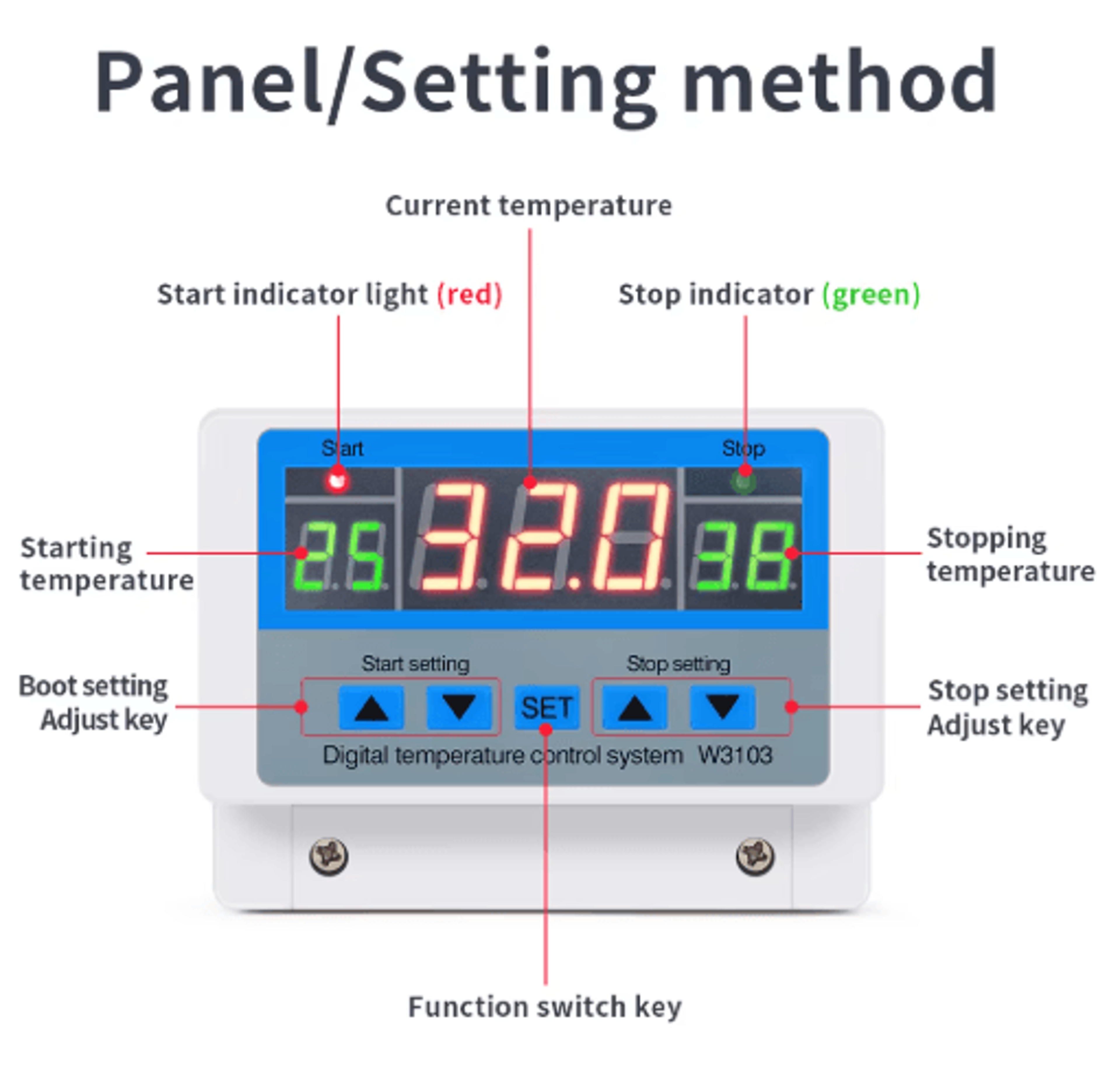 XHW3103 Digital Temperature Controller  220V 30A Thermostat Switch 5