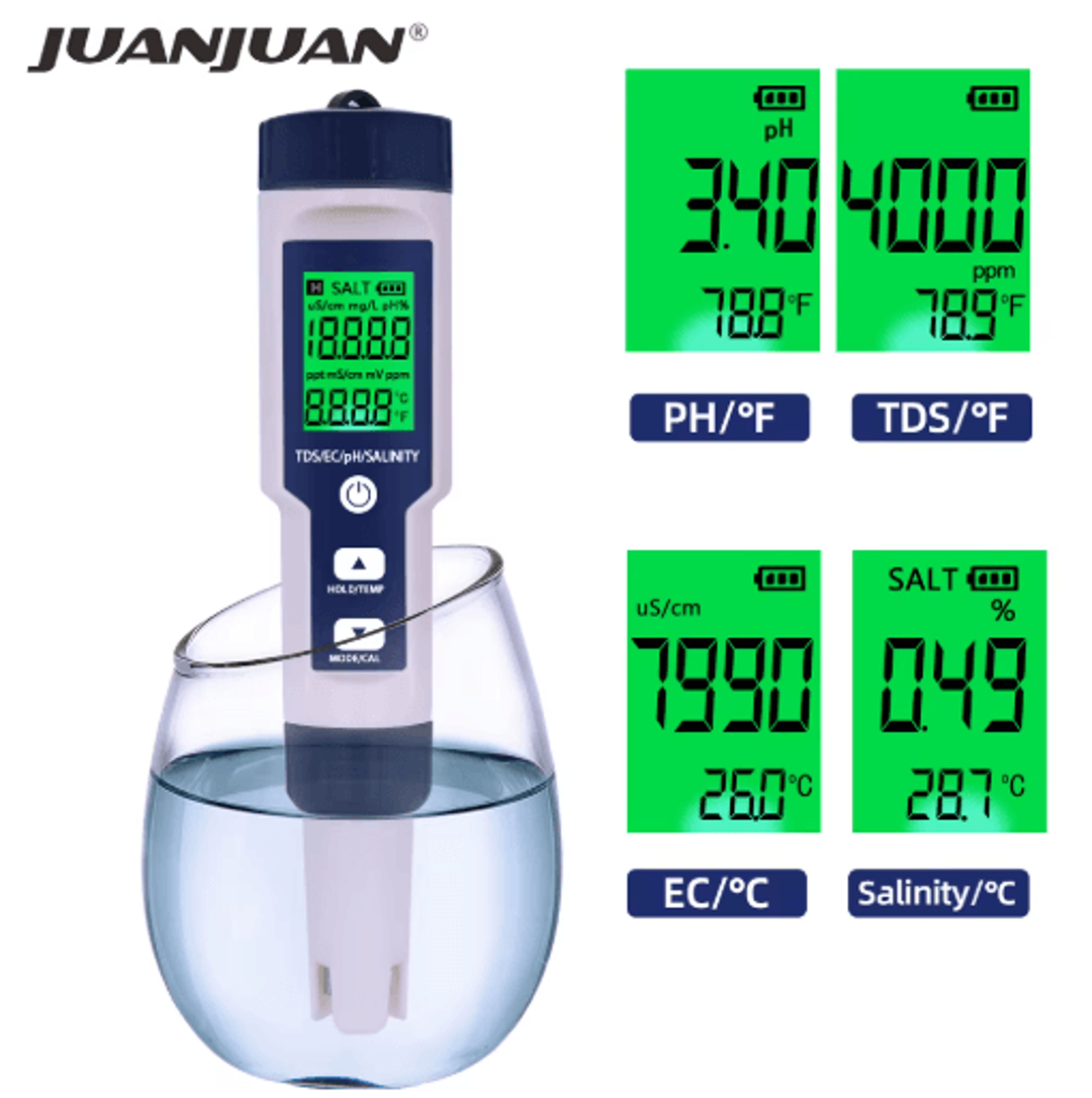 5-in-1 digital ph meter – waterproof water quality tester with auto calibration