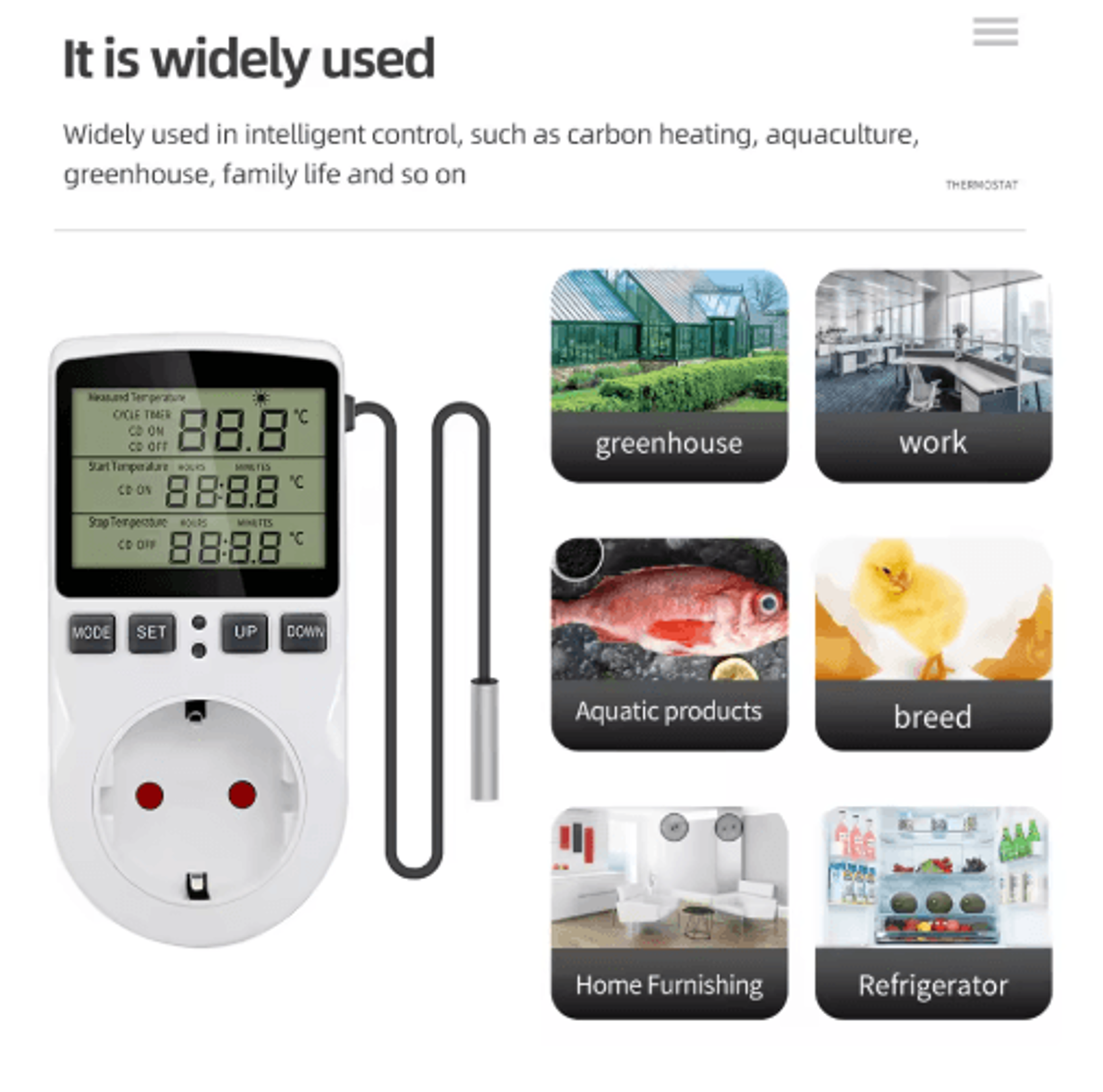 Digital Temperature Controller Outlet  Heating  Cooling Thermostat With Timer 8