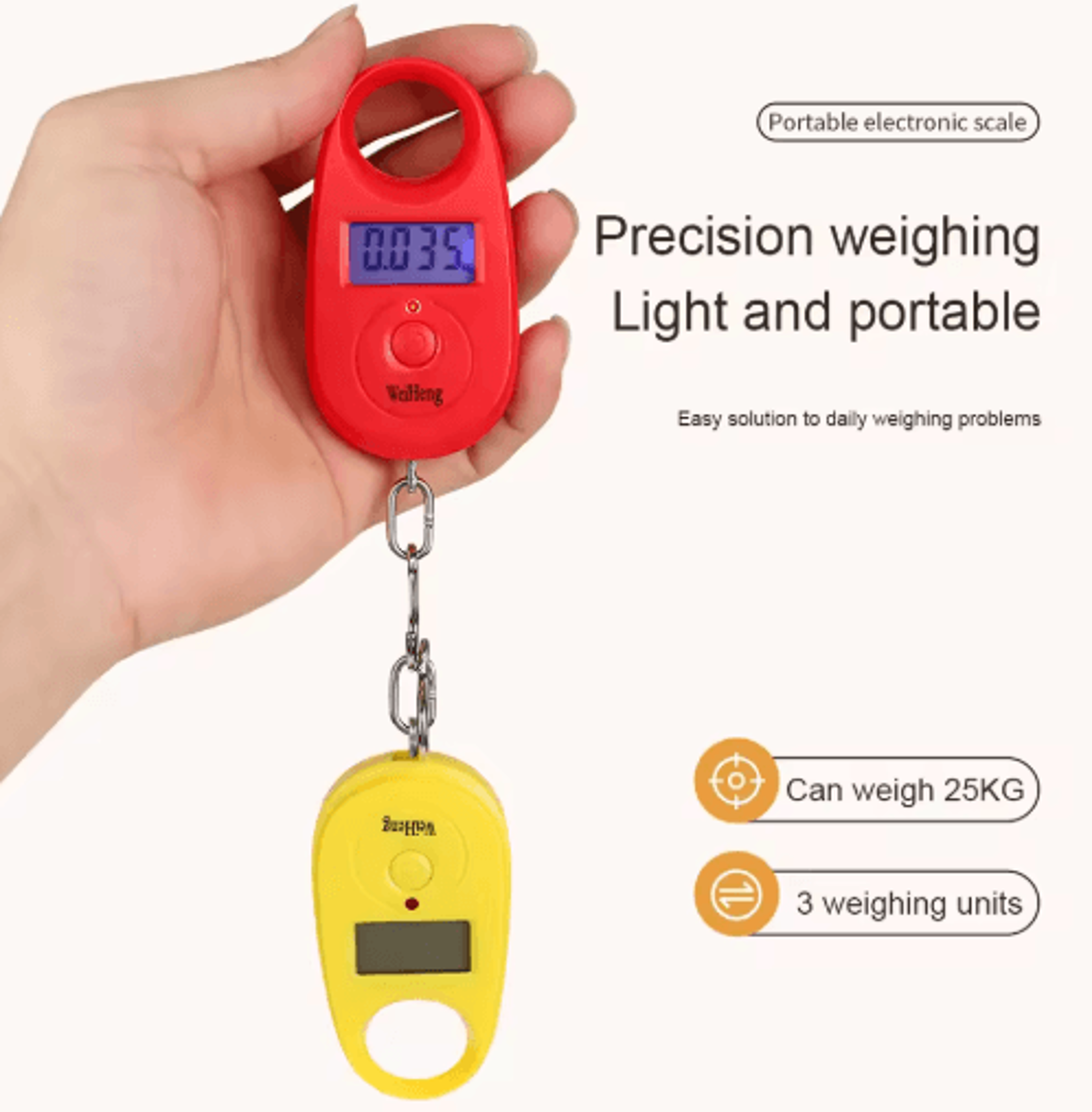25kg Mini Digital Hanging Scale  Portable Fishing  Luggage Weight Tester 9
