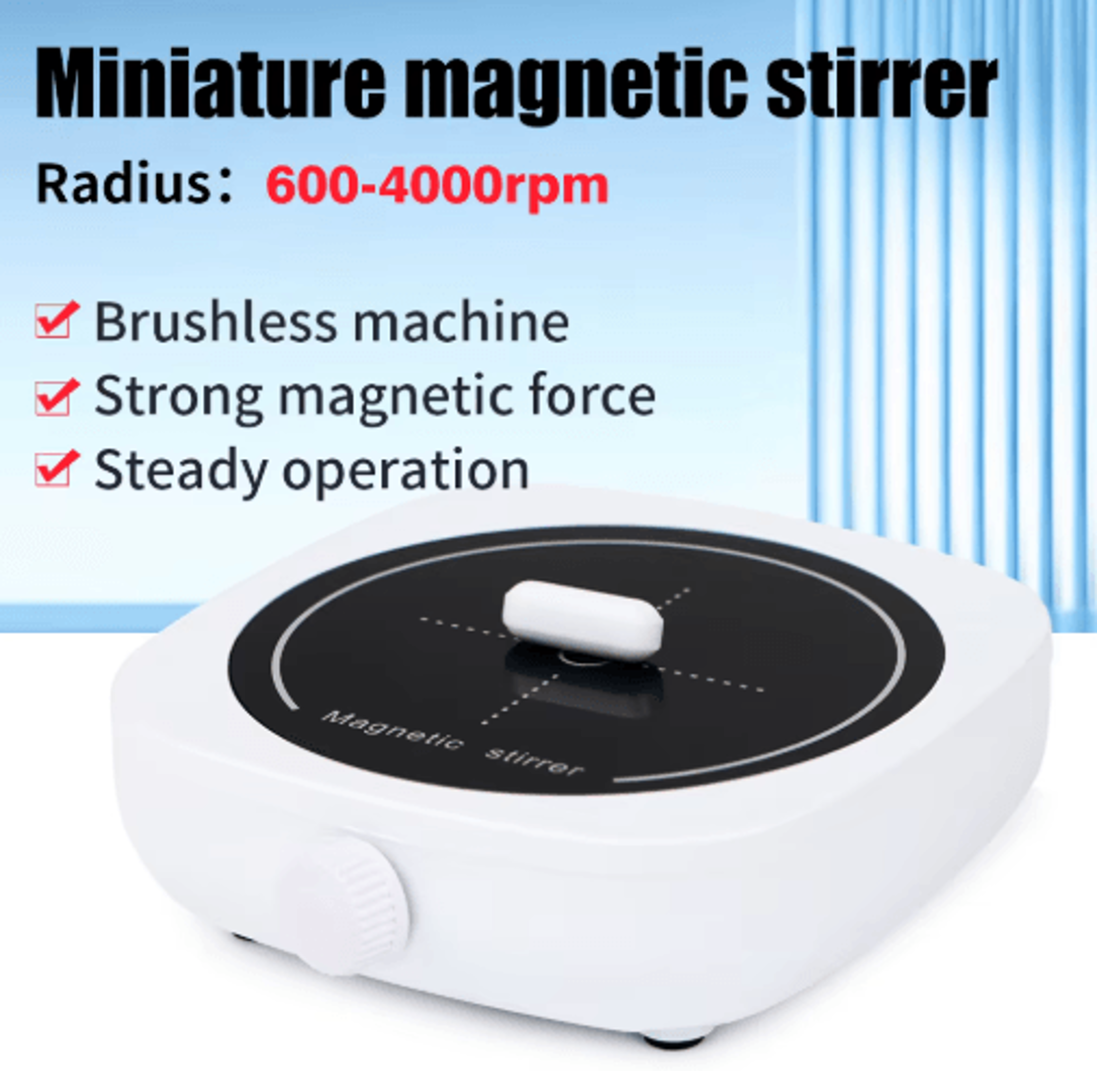 1l mini magnetic stirrer – 600–4000rpm portable lab mixing plate