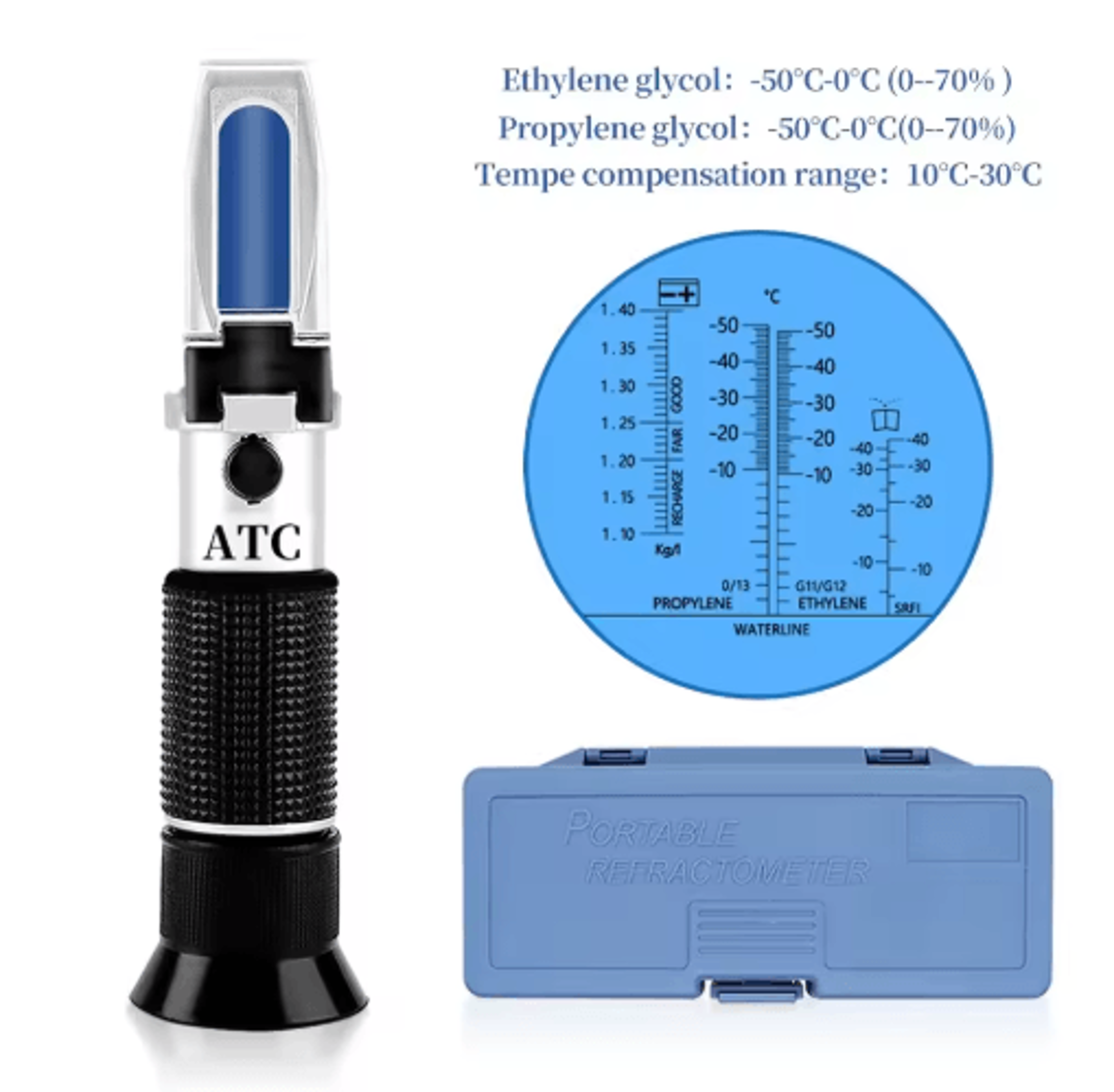 Handheld Antifreeze Refractometer  Coolant  Battery Acid ATC Tester 0