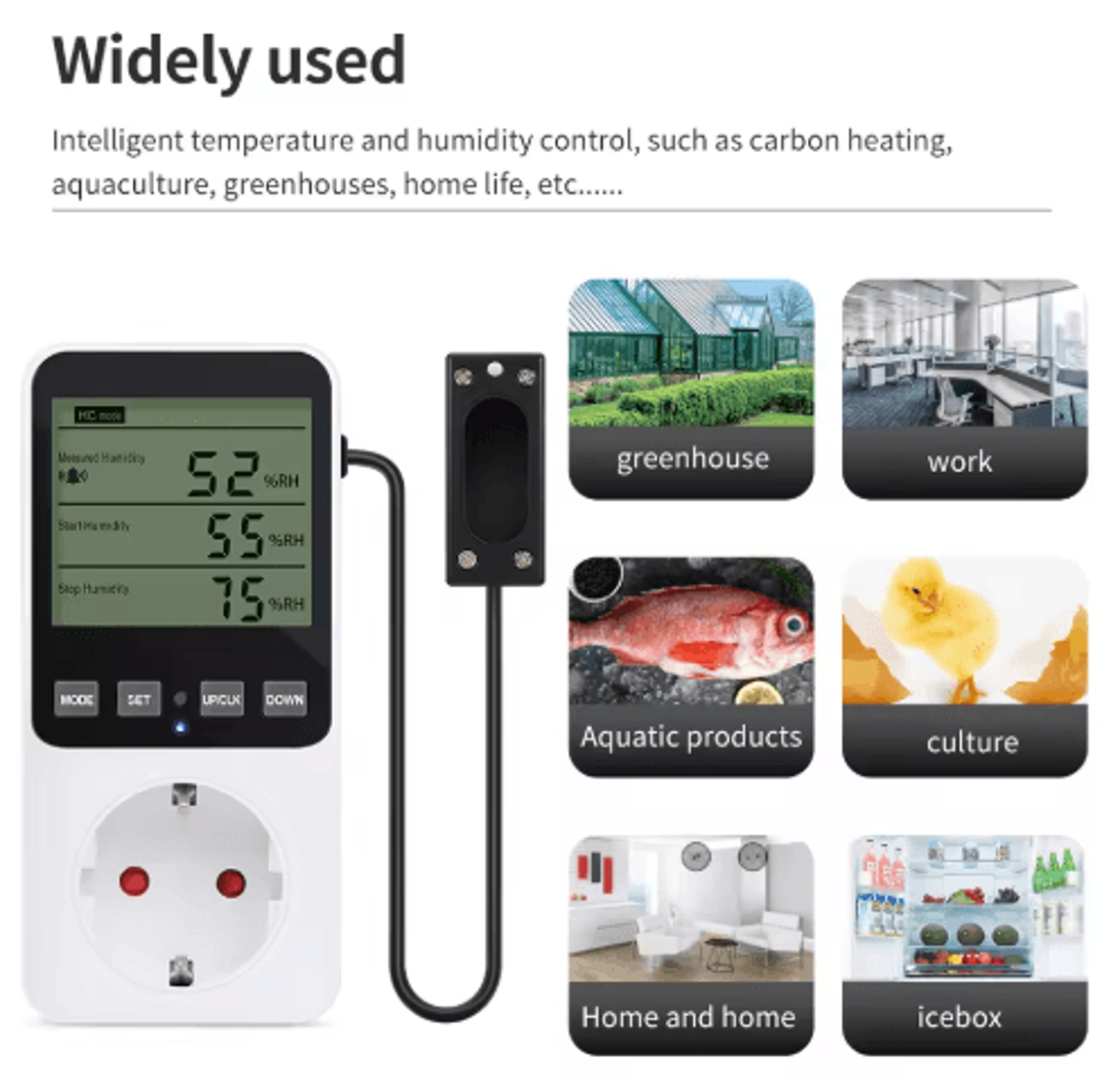 Digital Temperature  Humidity Controller  Thermostat Timer Socket With Sensor 9