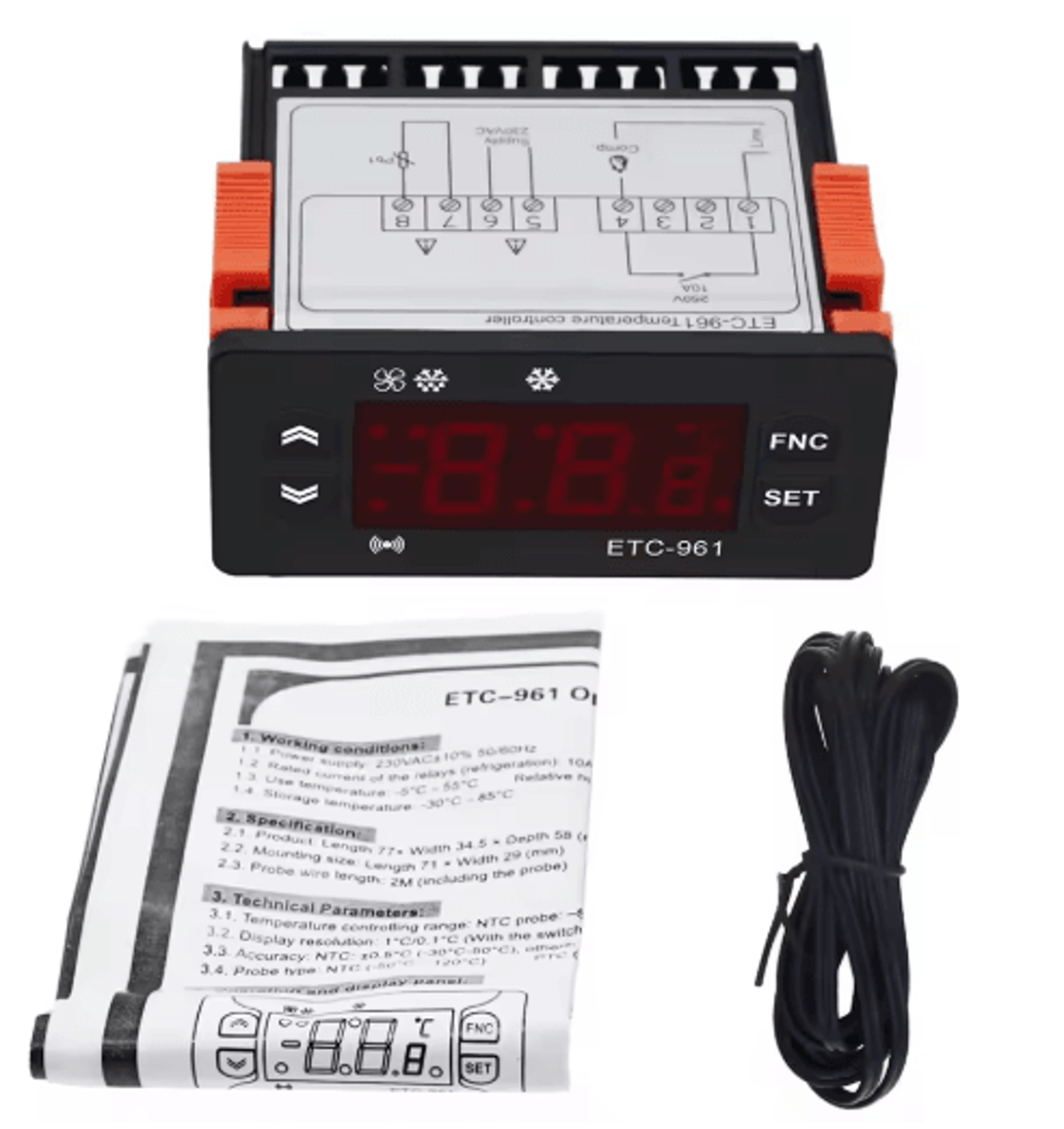 ETC961 220V Temperature  Humidity Controller  Digital Refrigeration Thermostat 1