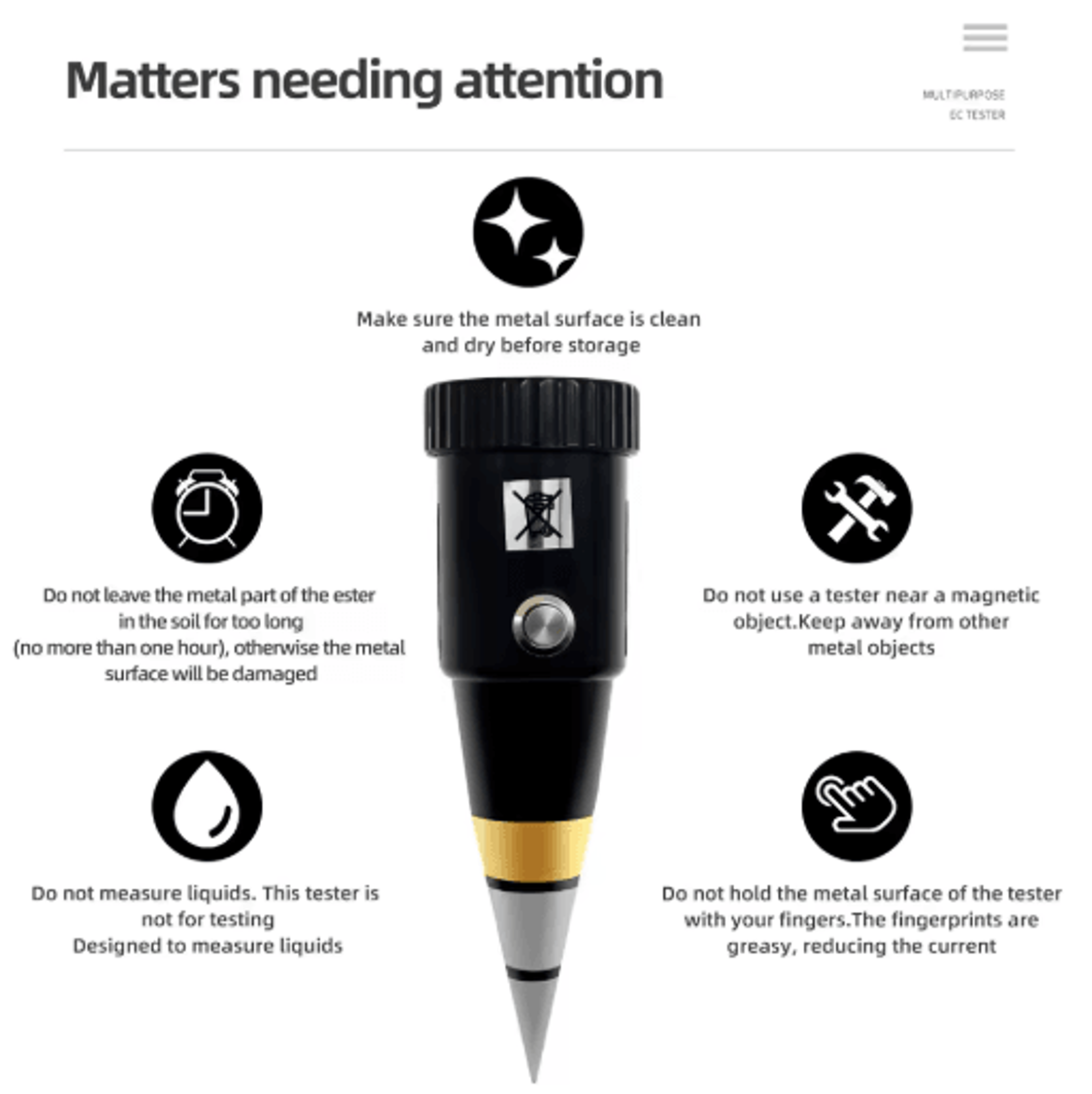 Handheld Soil PH  Moisture Meter  BatteryFree Garden Tester With Metal Probe 3