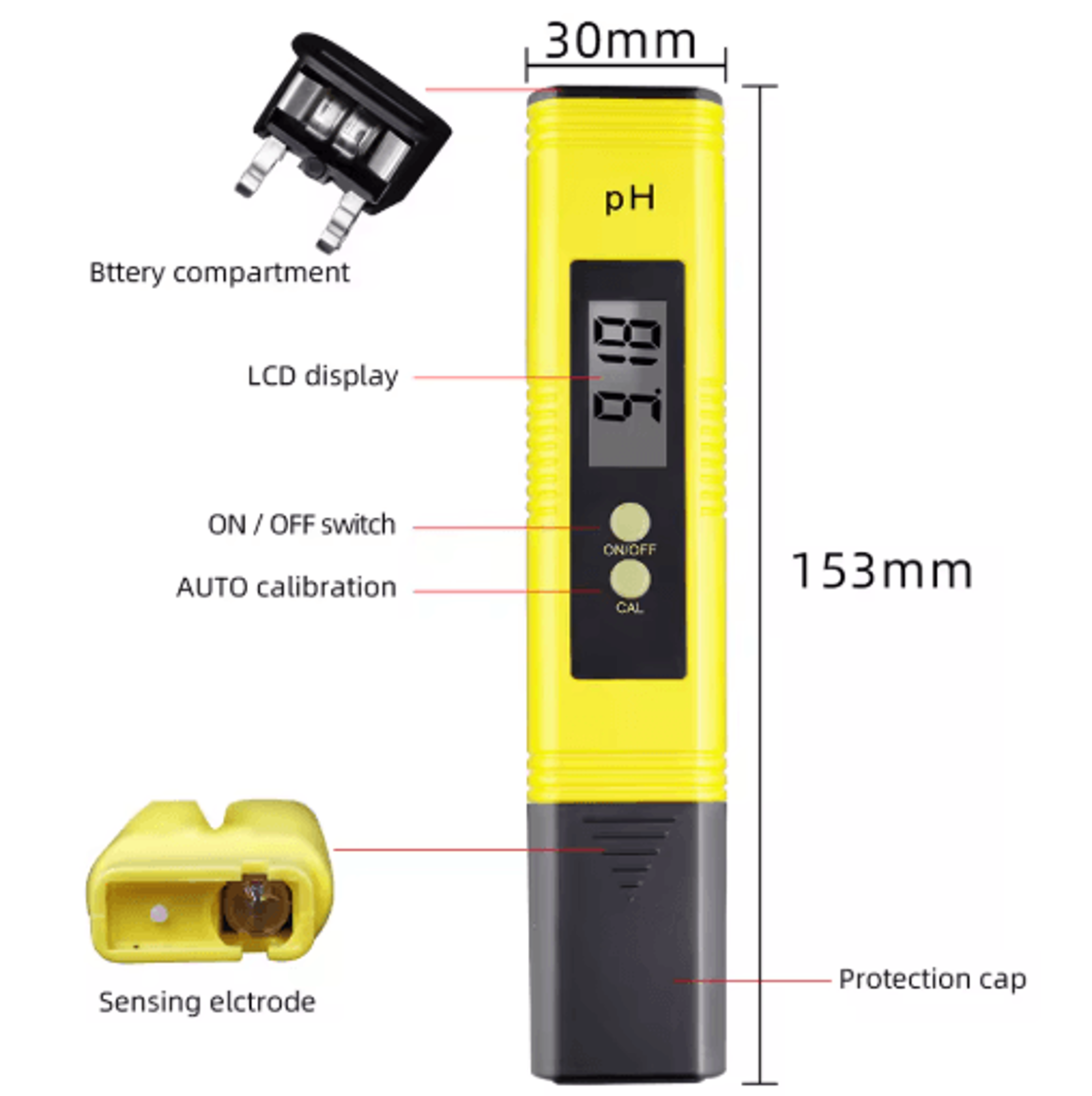 Digital PH  TDS Tester  001 PH Meter With Titanium Probe 8