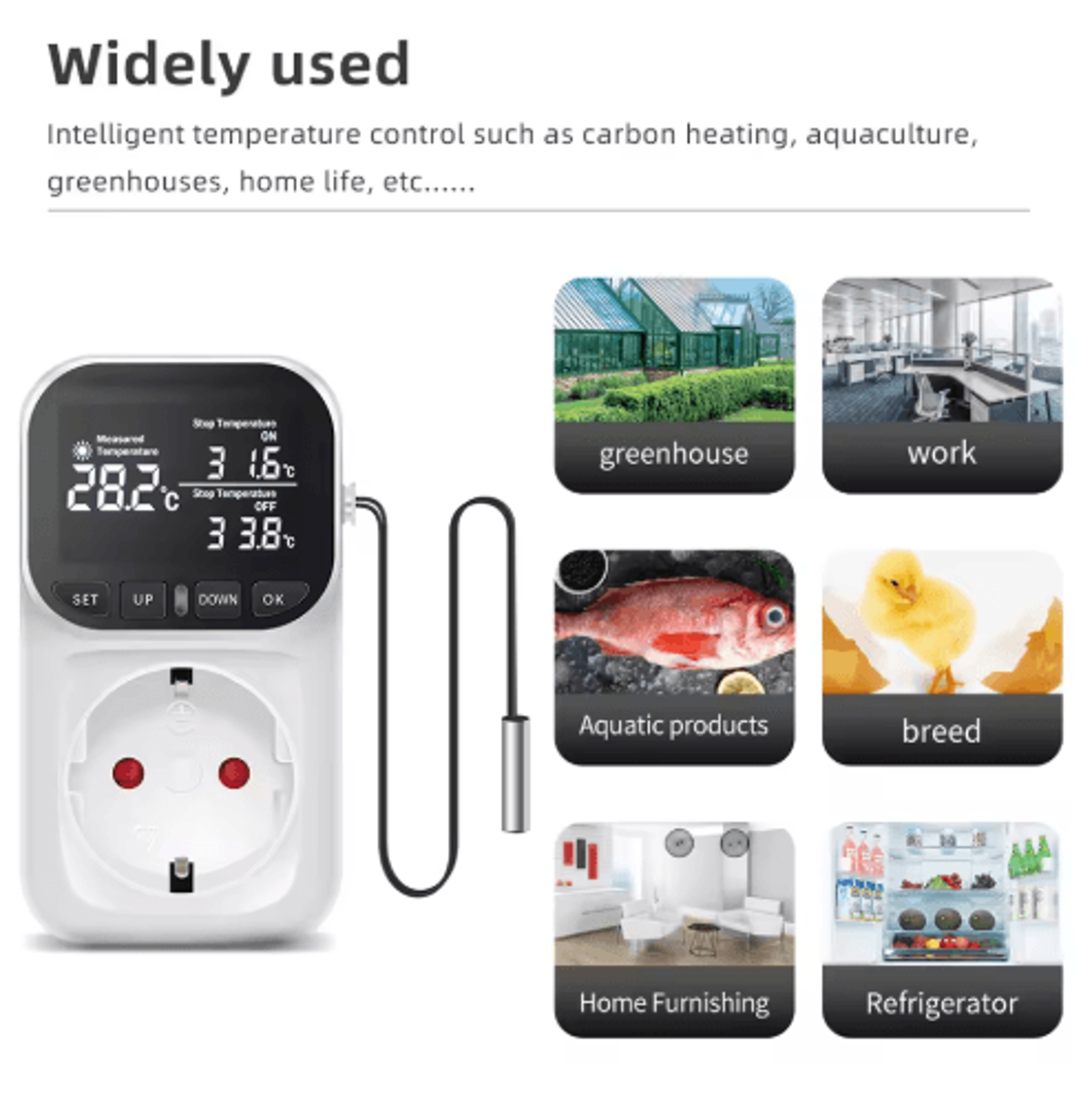 220V Digital Thermostat Socket  Heating  Cooling Temperature Controller With Timer 4