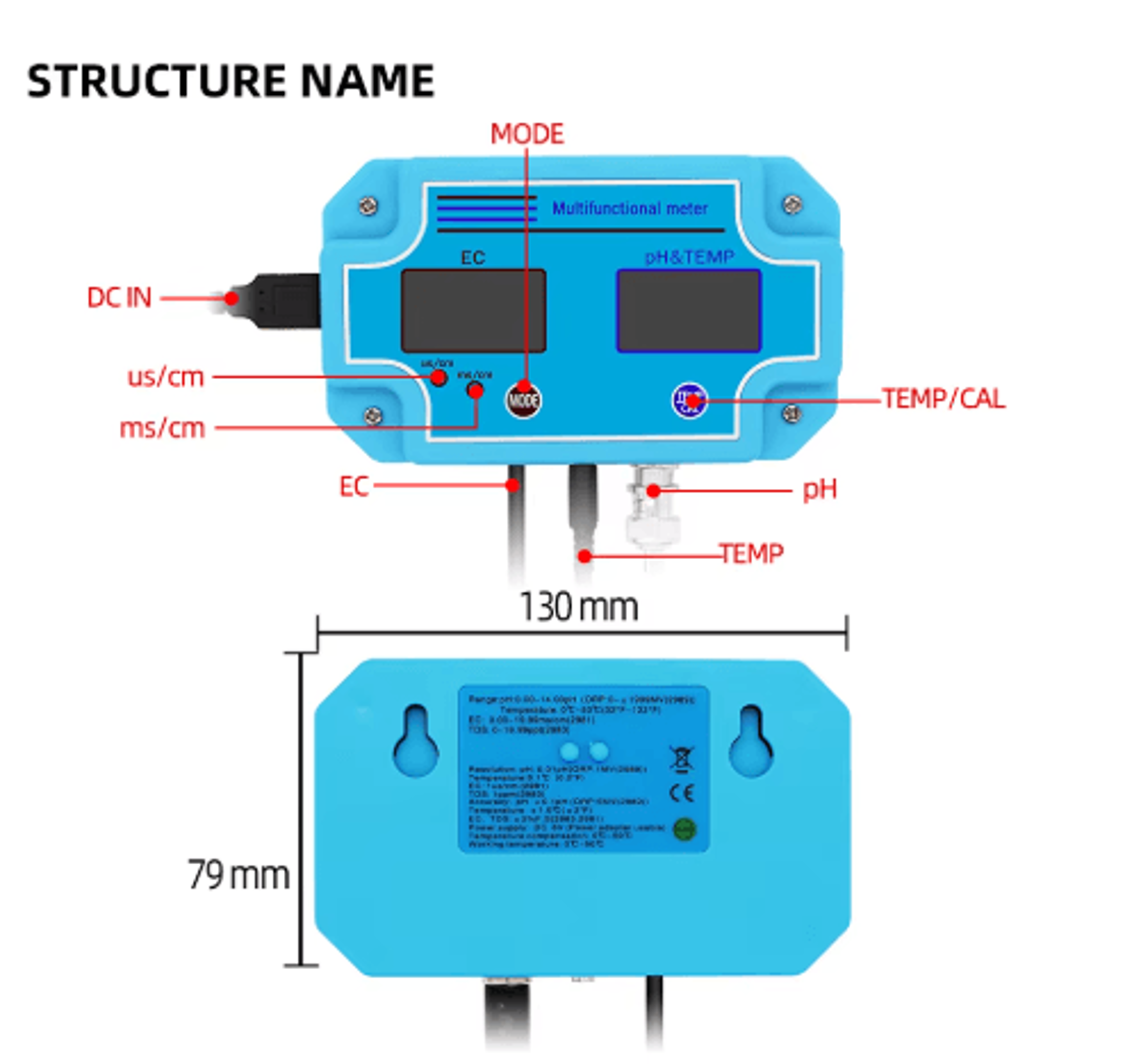 PHEC2981 Digital PH  EC Meter  2in1 Water Quality Tester 3