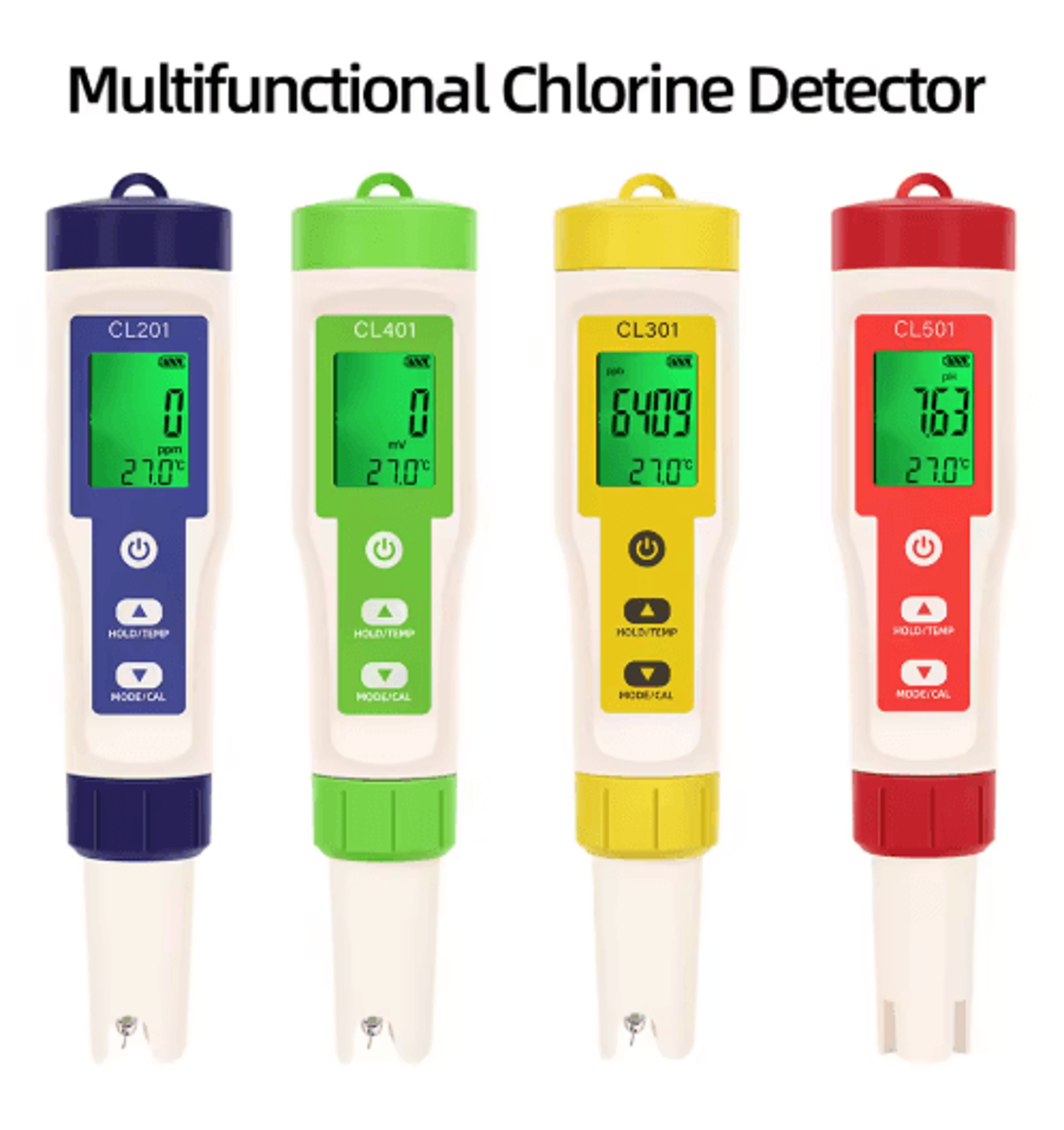 5-in-1 digital water quality tester – ph, cl2, h2, orp & temperature meter