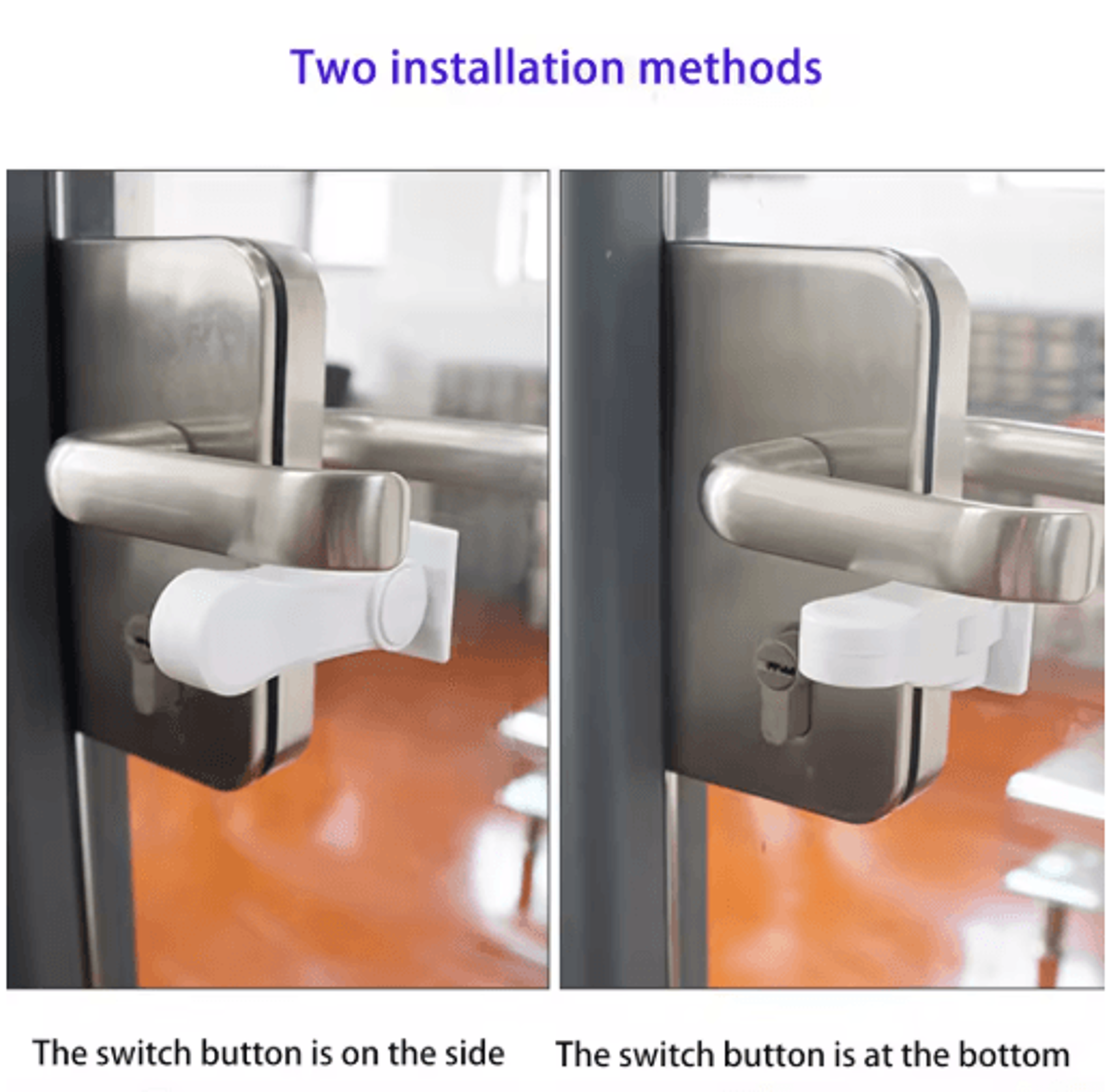 180° rotating door lever lock – self-adhesive safety latch for doors & cabinets