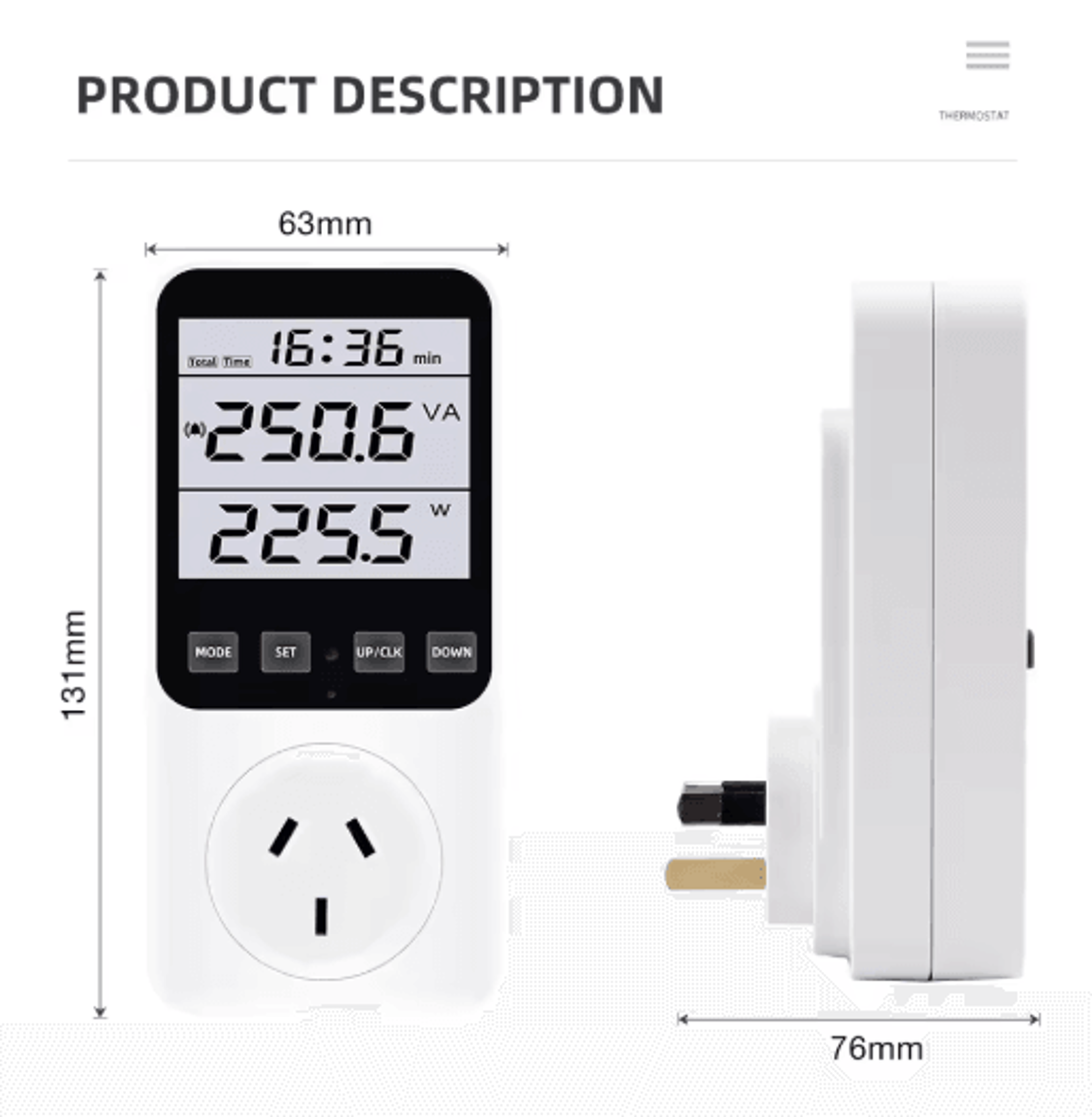 230V Digital Power Energy Meter  LCD Wattmeter  Electricity Cost Monitor 4