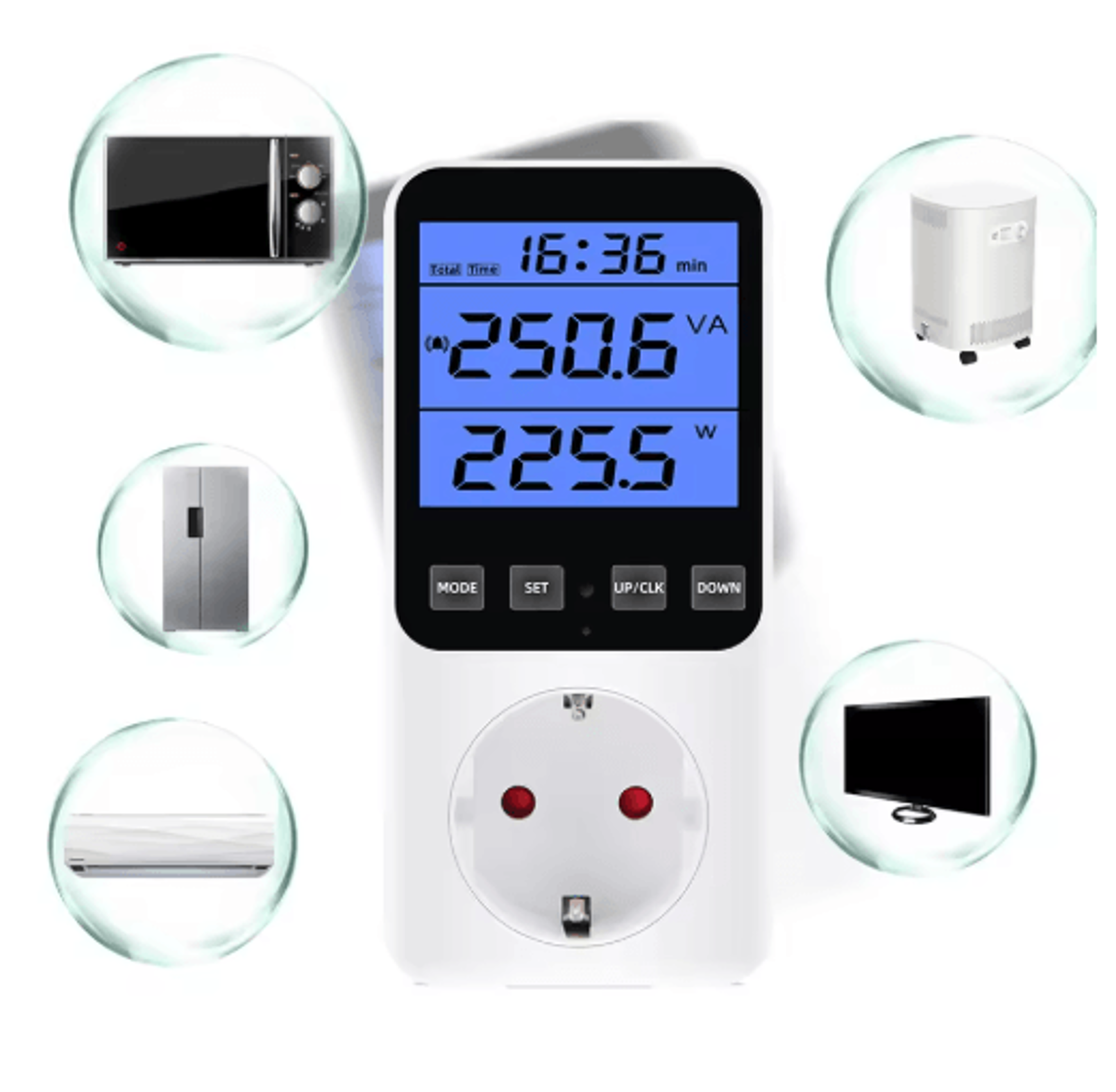 230V Digital Power Energy Meter  LCD Wattmeter  Electricity Cost Monitor 8
