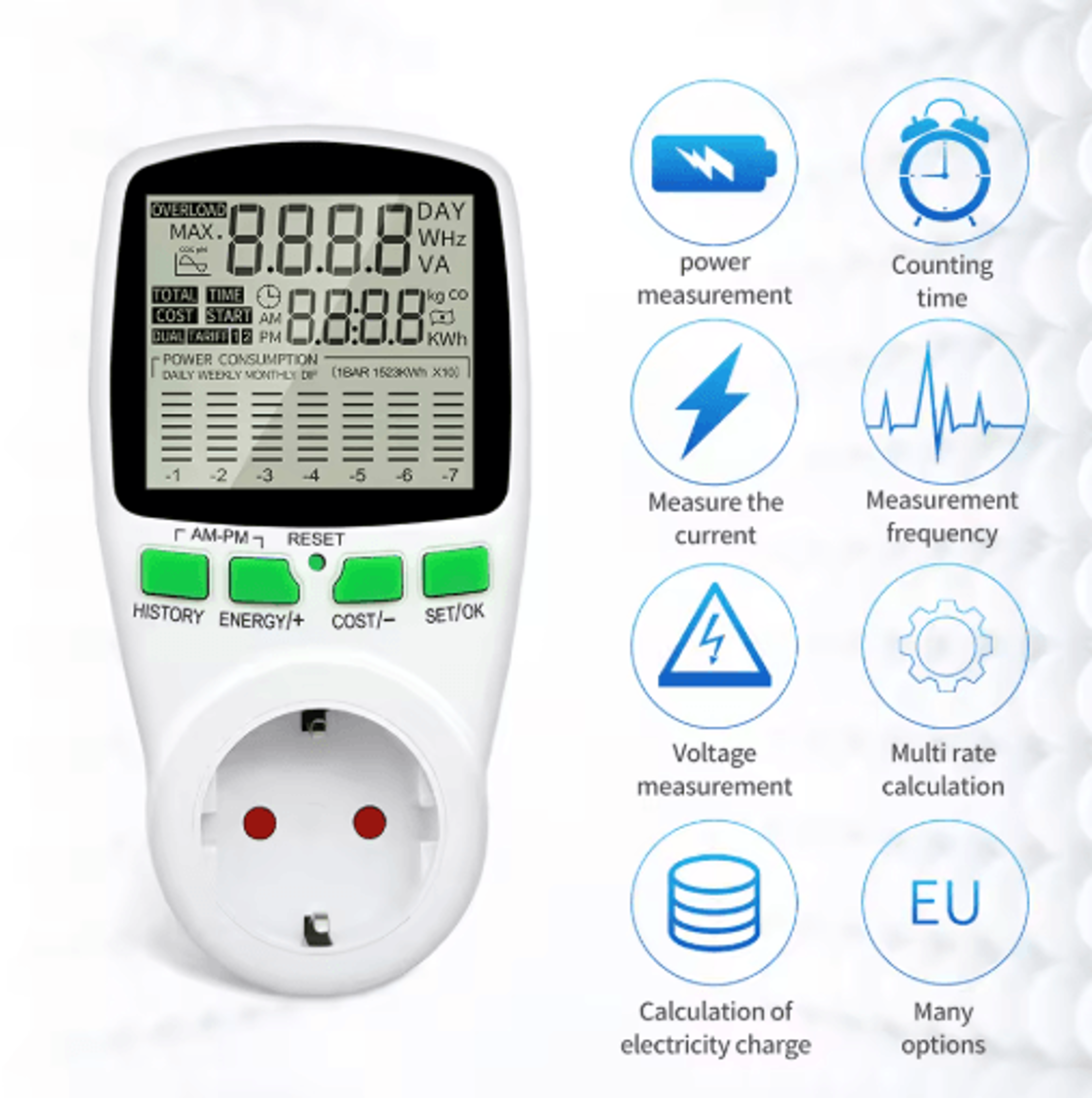 digital lcd energy watt meter – kwh electricity & outlet power analyzer
