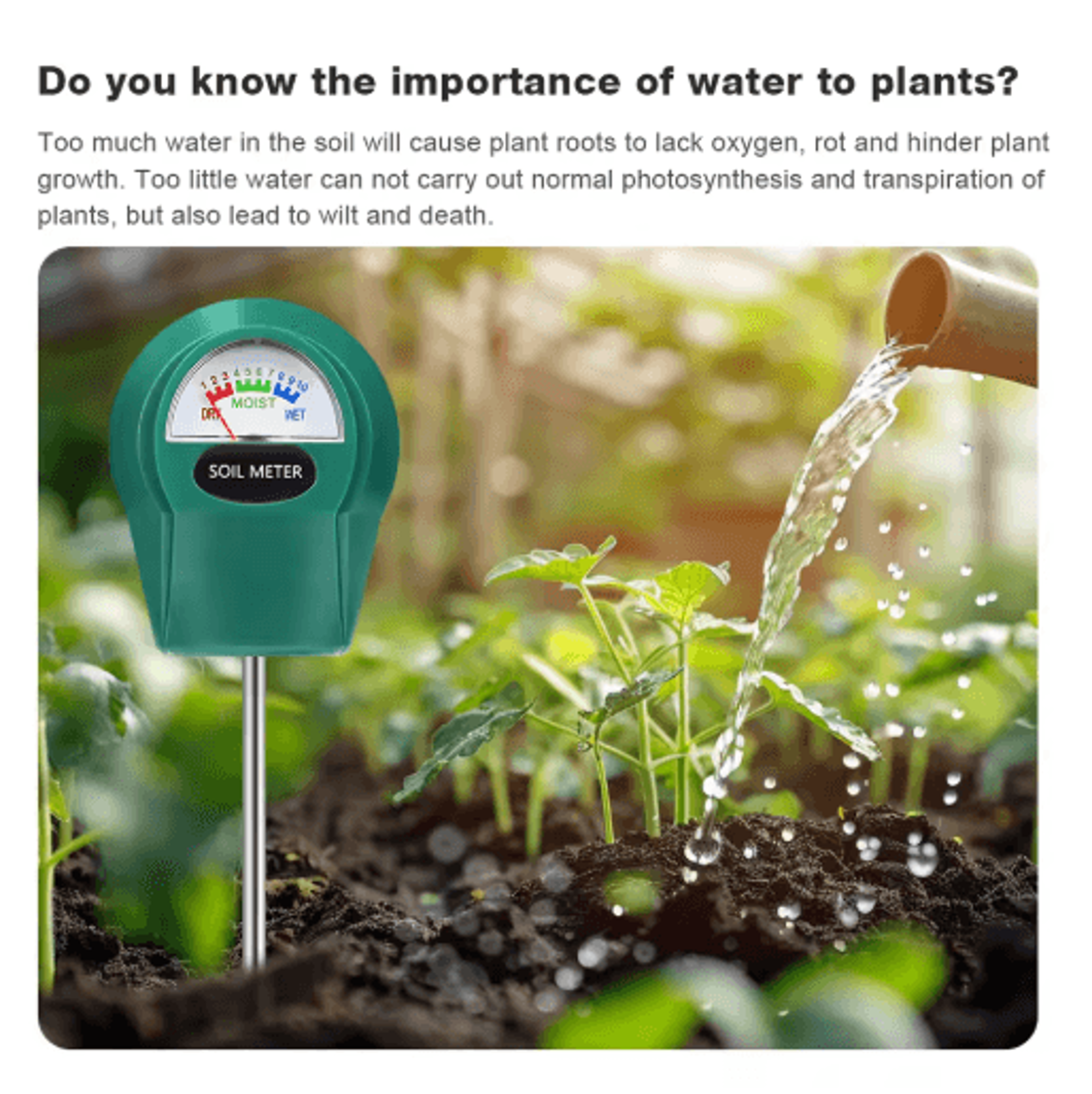 3in1 Soil Tester  Moisture PH  Fertility Meter For Plants 9