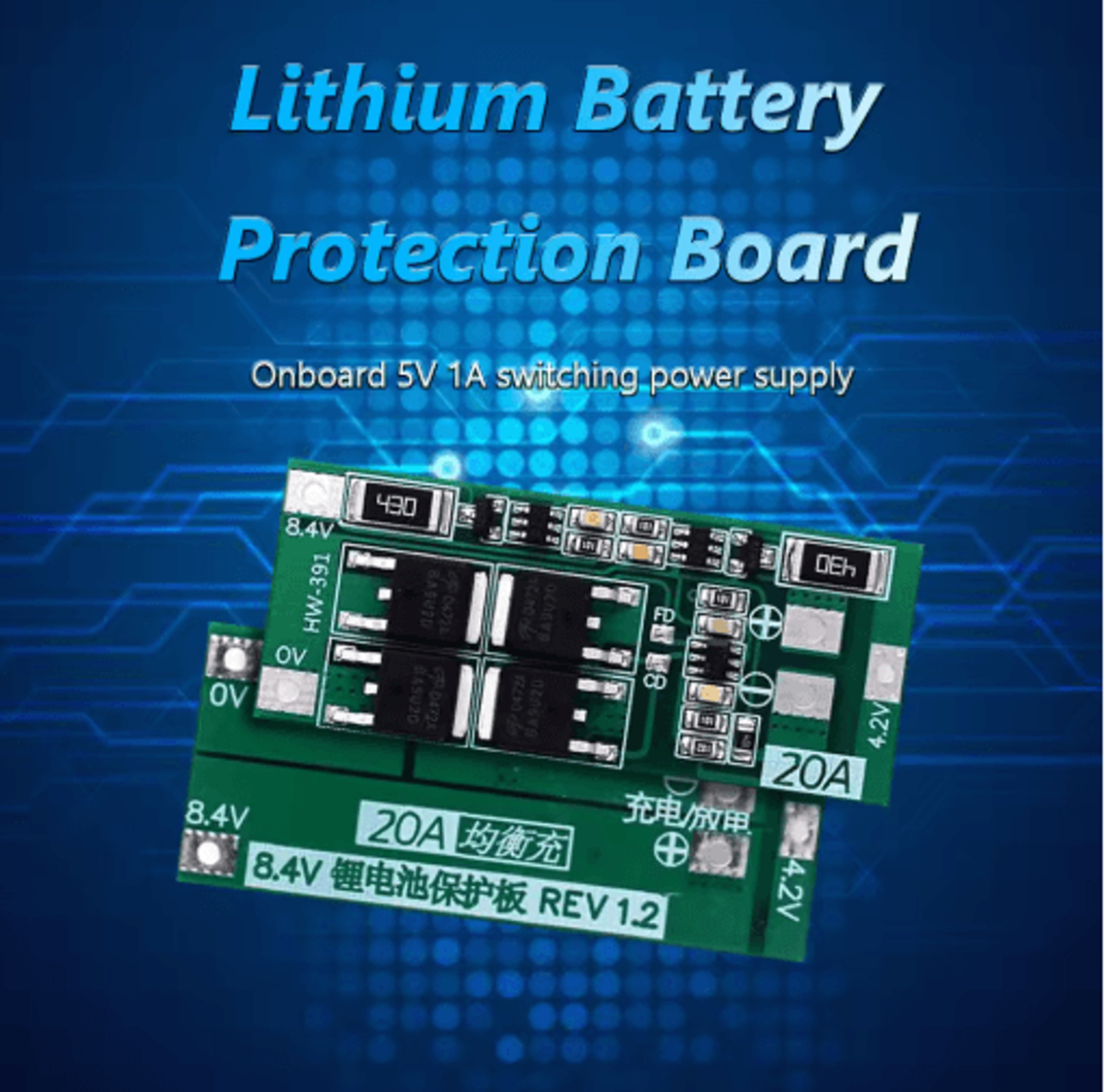 HW391 2S 20A BMS Module  18650 Lithium Battery Protection Board 7