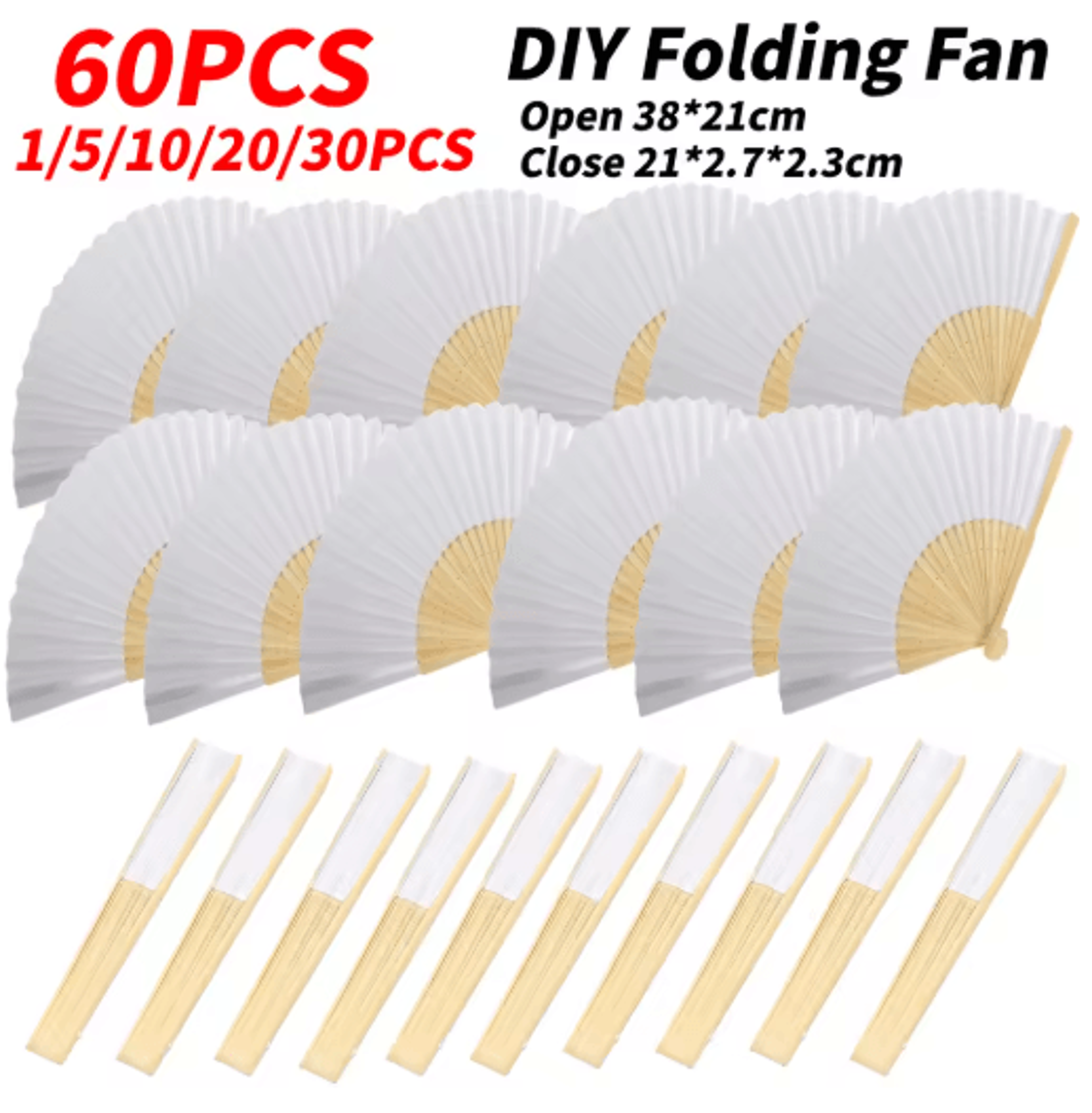 white bamboo folding fans – diy hand-painting fans for weddings & crafts