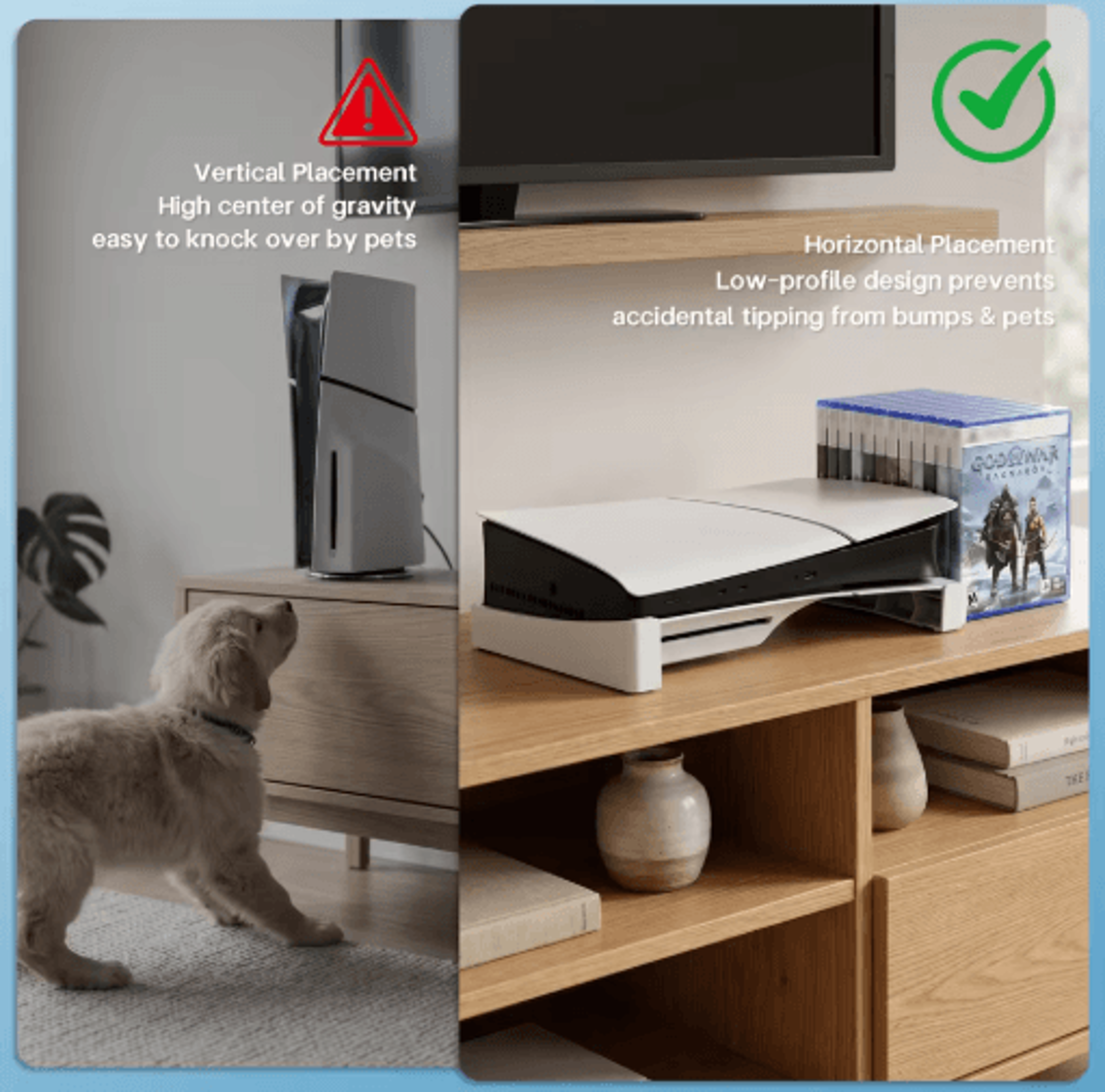 PS5 Slim  Pro Horizontal Stand  Console Base With 12Disc Storage 4