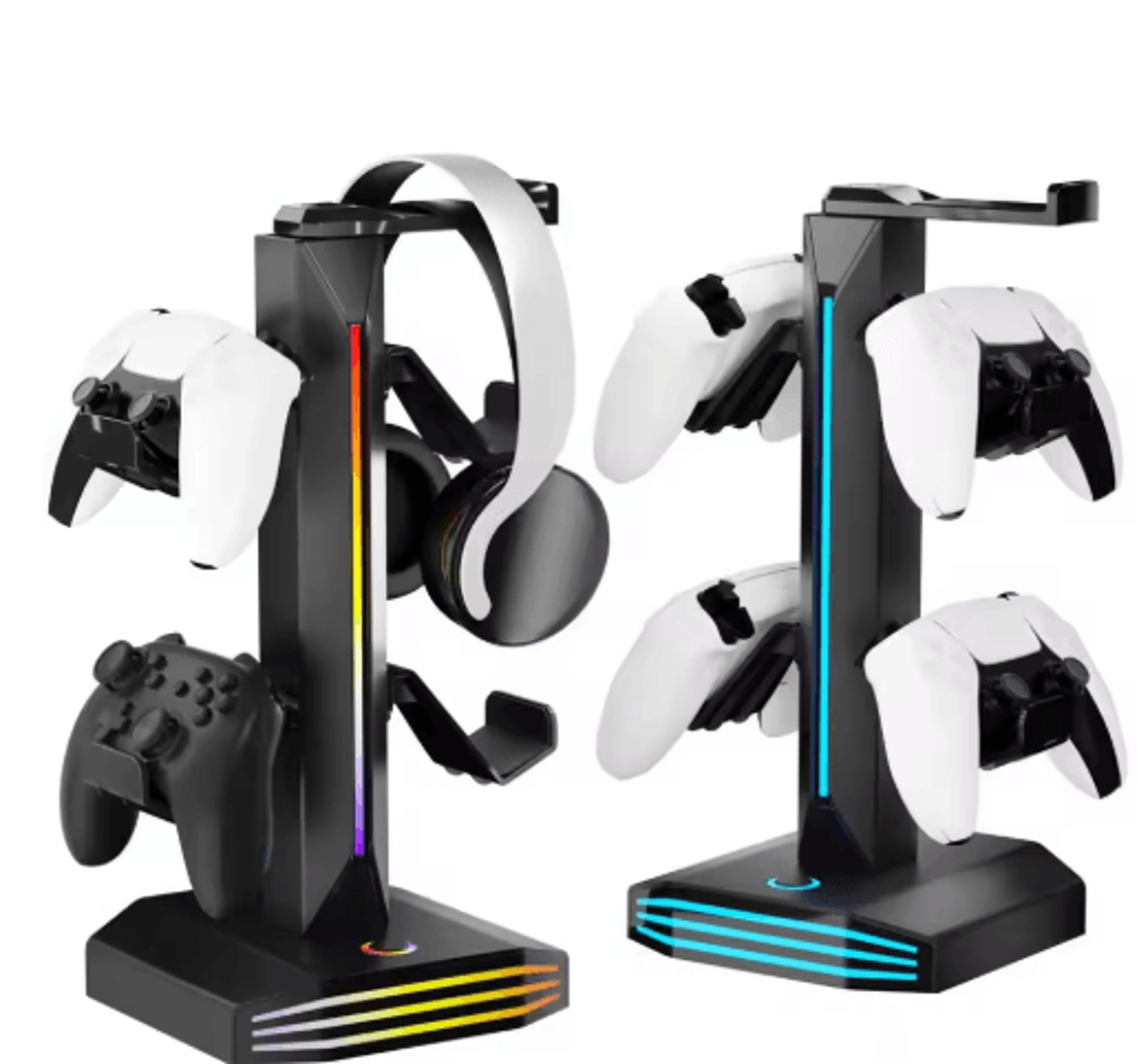 Rotatable Gaming Headset Stand  Desk Controller Holder With USB  TypeC Ports 0