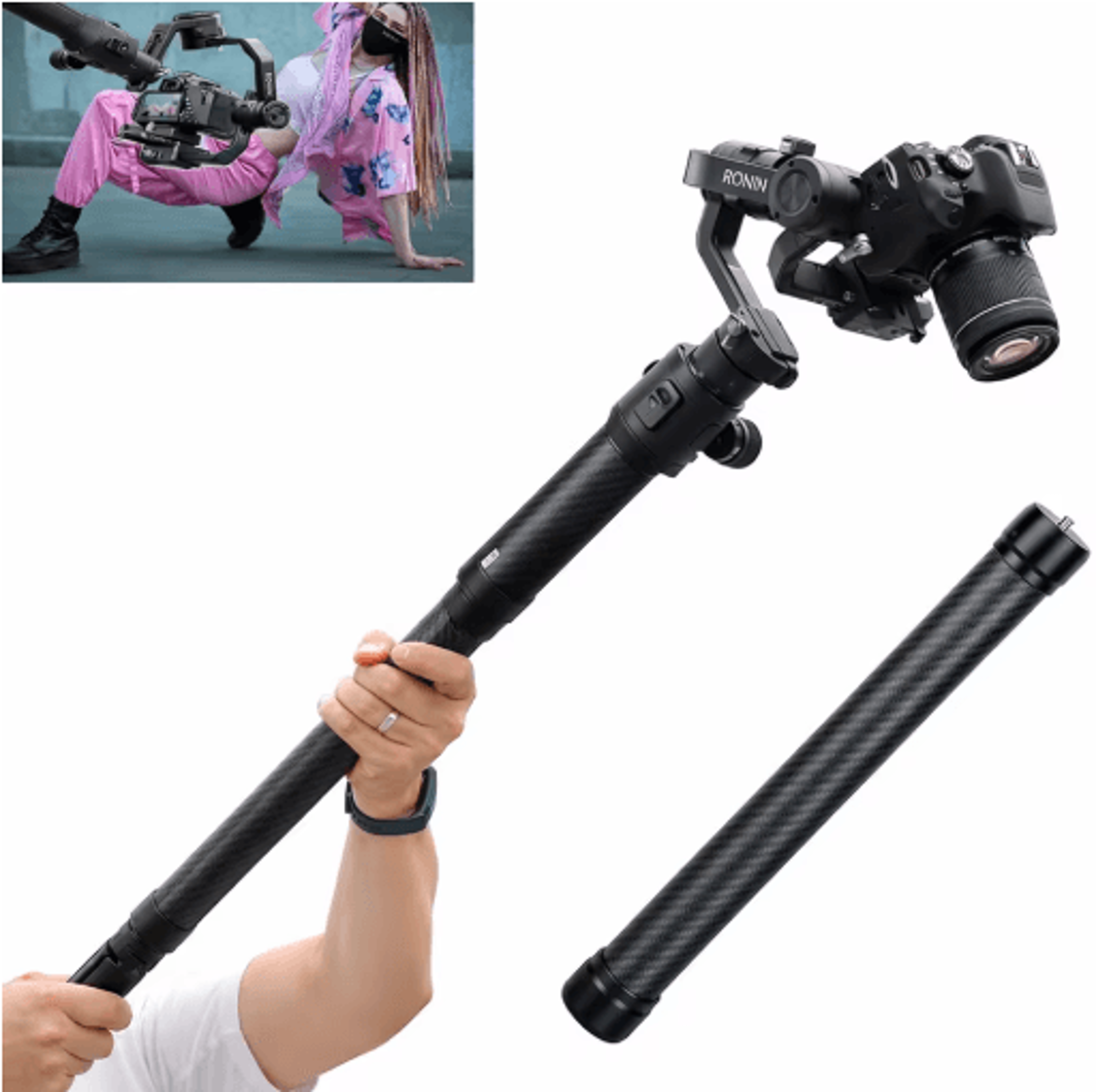 carbon fiber gimbal extension pole extendable monopod for dji ronin & zhiyun