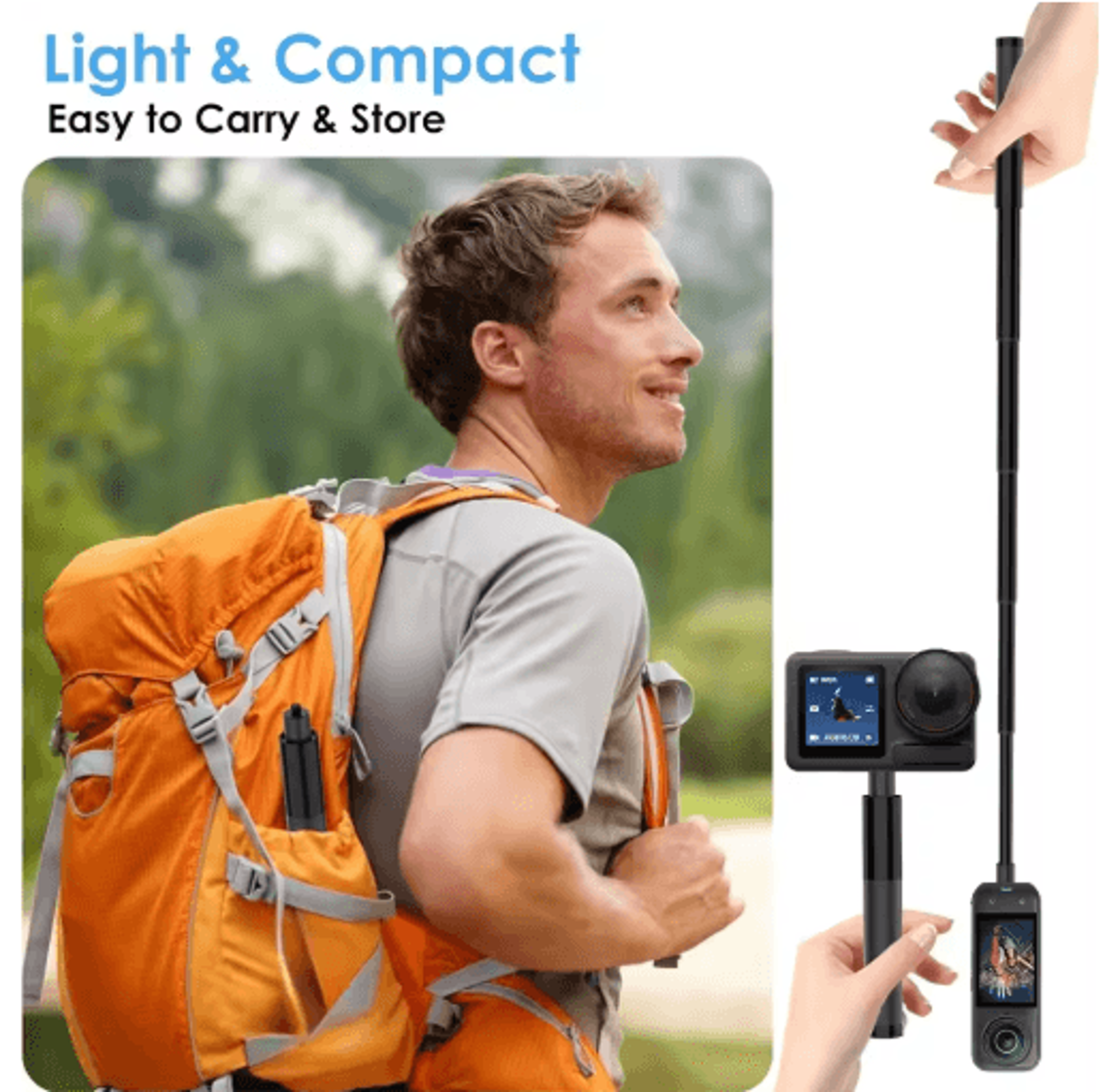 70cm Invisible Selfie Stick  Compact Extension Pole For Insta360 Cameras 3