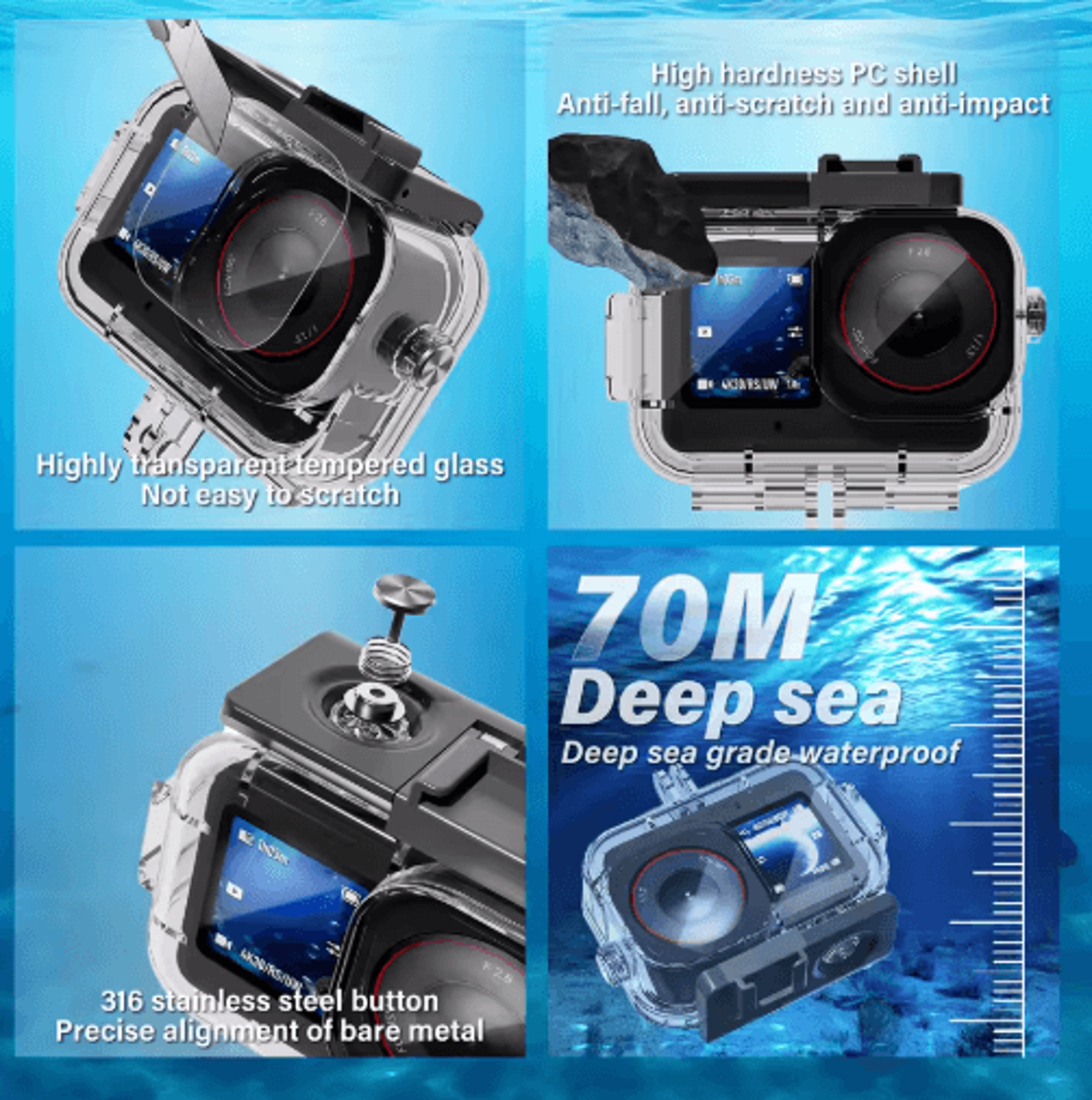 70M Waterproof Case For DJI Action 6  Deep Diving Protective Housing 4