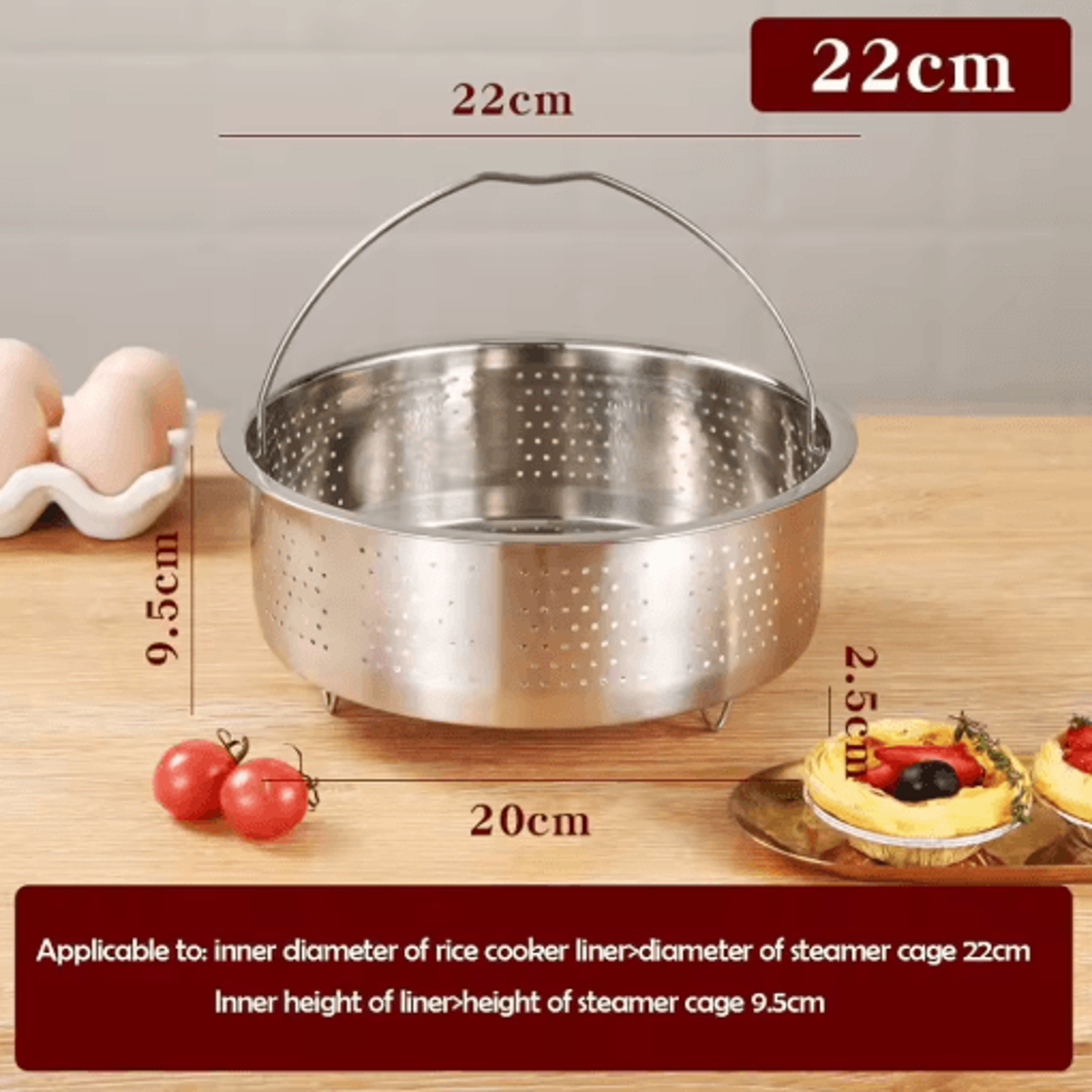 Stainless Steel Steamer Basket  Cooker Insert With Silicone Handle 1