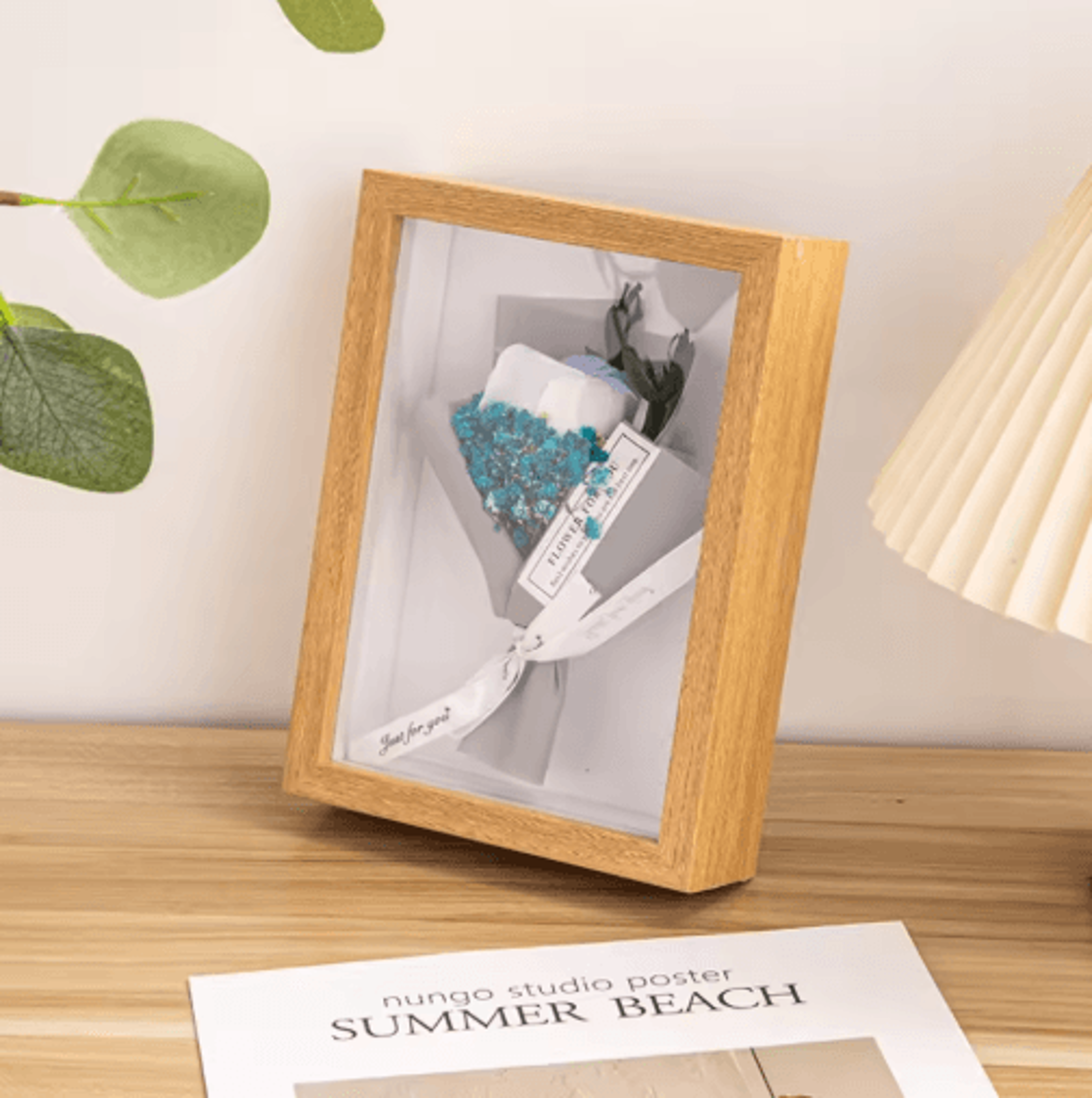 wooden shadow box frame – glass display case for flowers & keepsakes