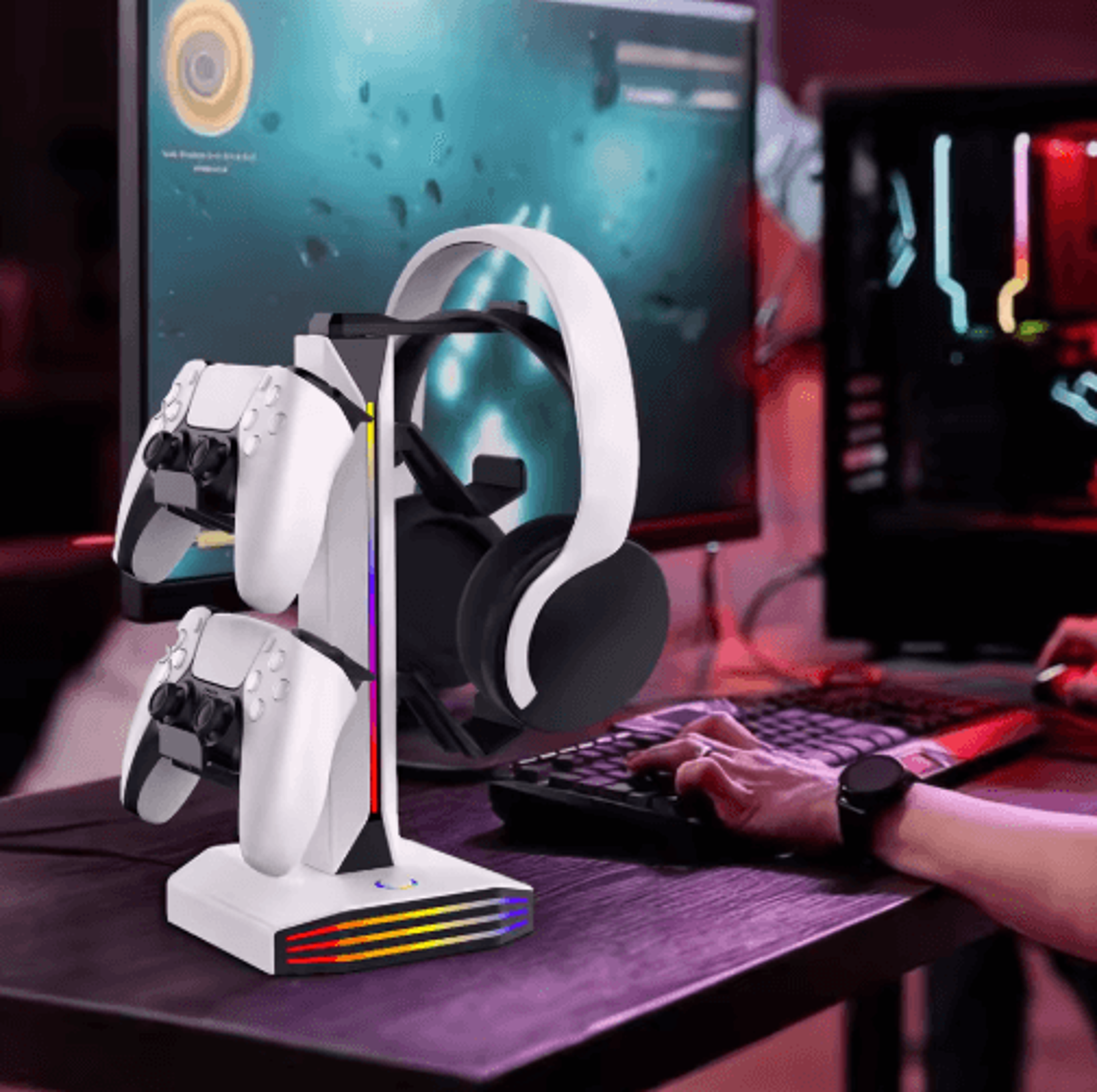 RGB Controller  Headset Stand  7Mode Gaming Organizer With USB  TypeC 1