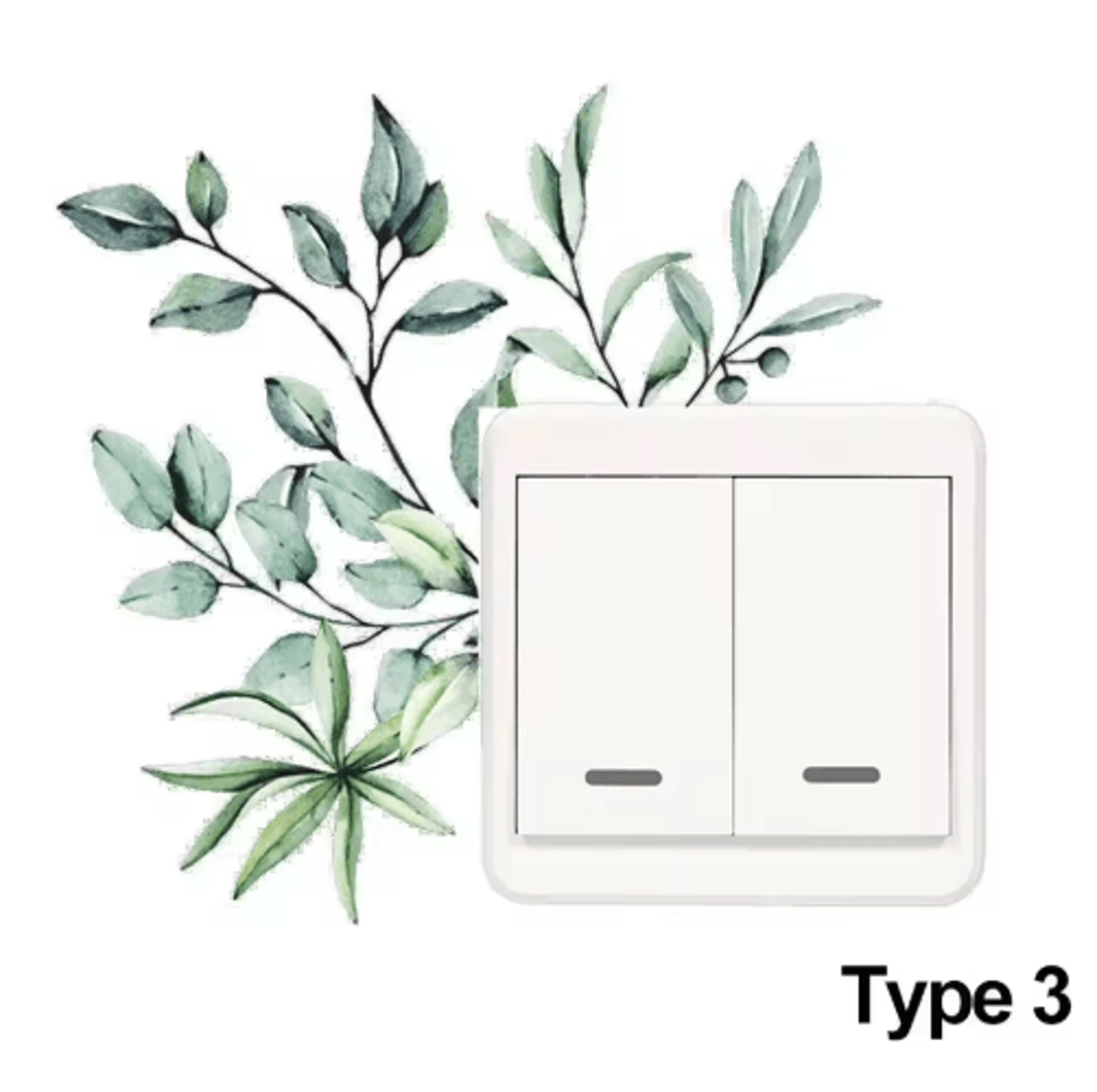 Nordic Floral Wall Decals  Greenery  Flower Switch Stickers 3