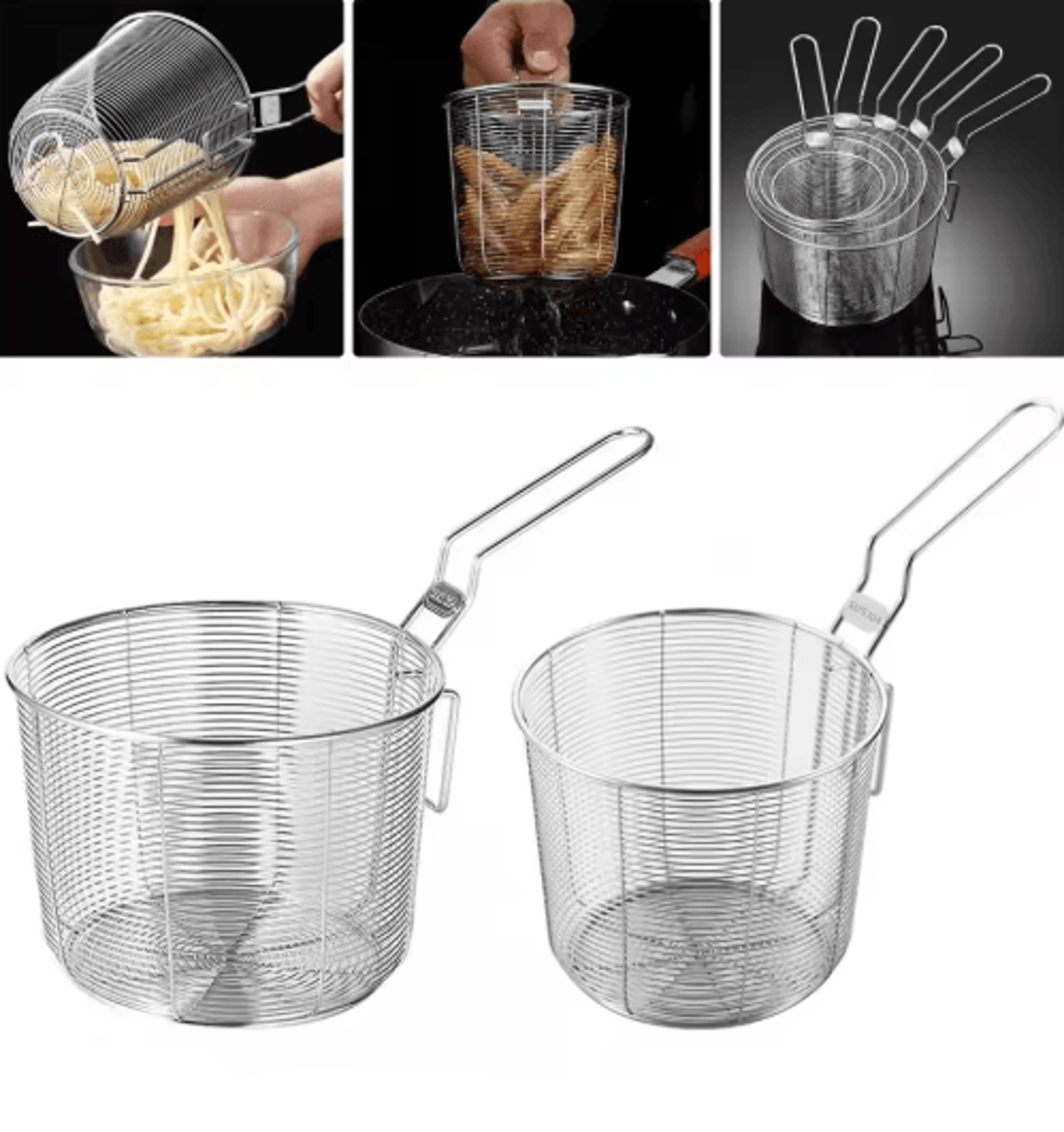 304 stainless steel mini frying basket – mesh strainer & serving basket
