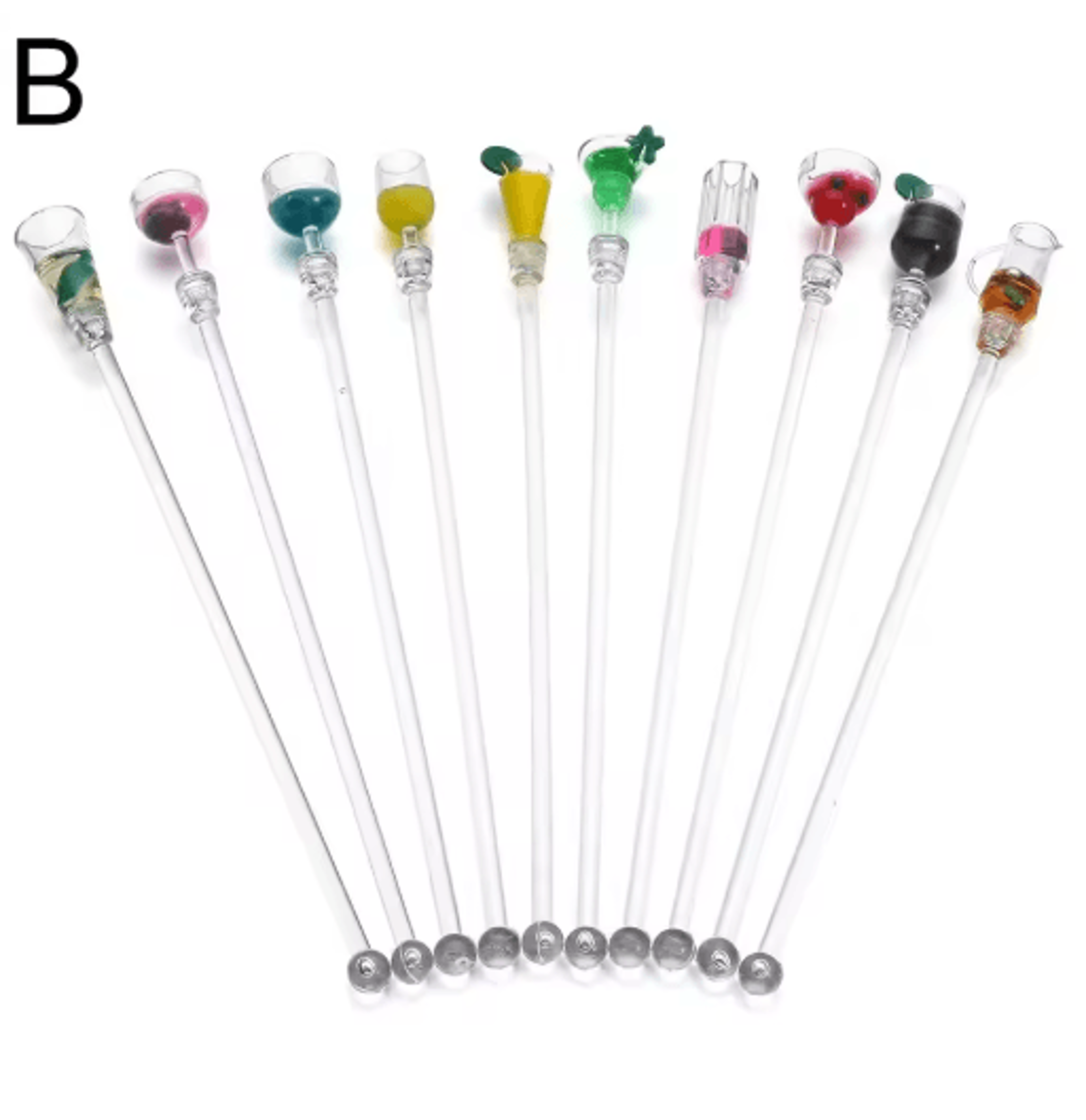 10PCS Acrylic Drink Stirrers  Cocktail Swizzle Stick Set 2
