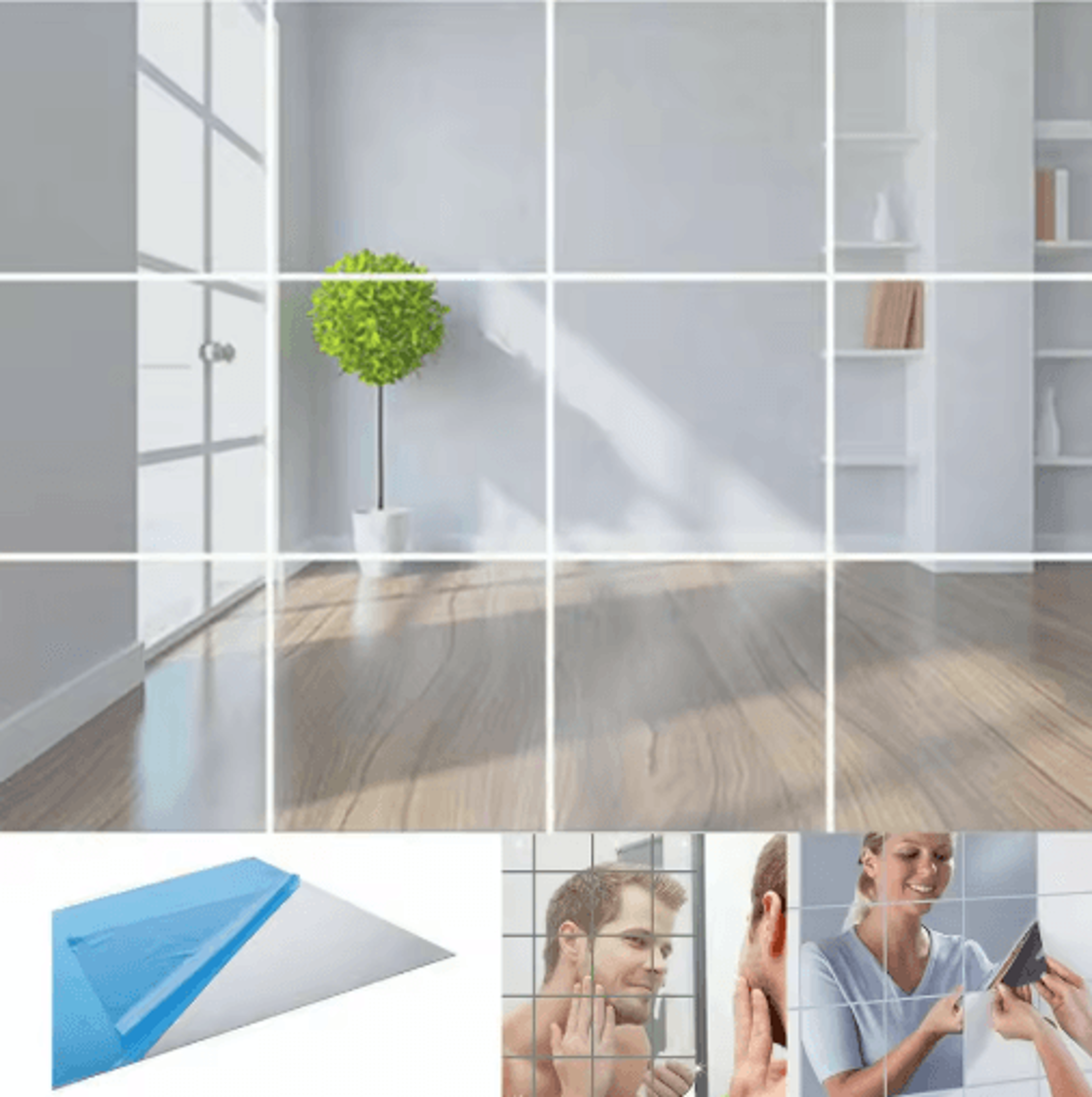 10PCS Square Mirror Wall Stickers  SelfAdhesive DIY Tile Decals 0