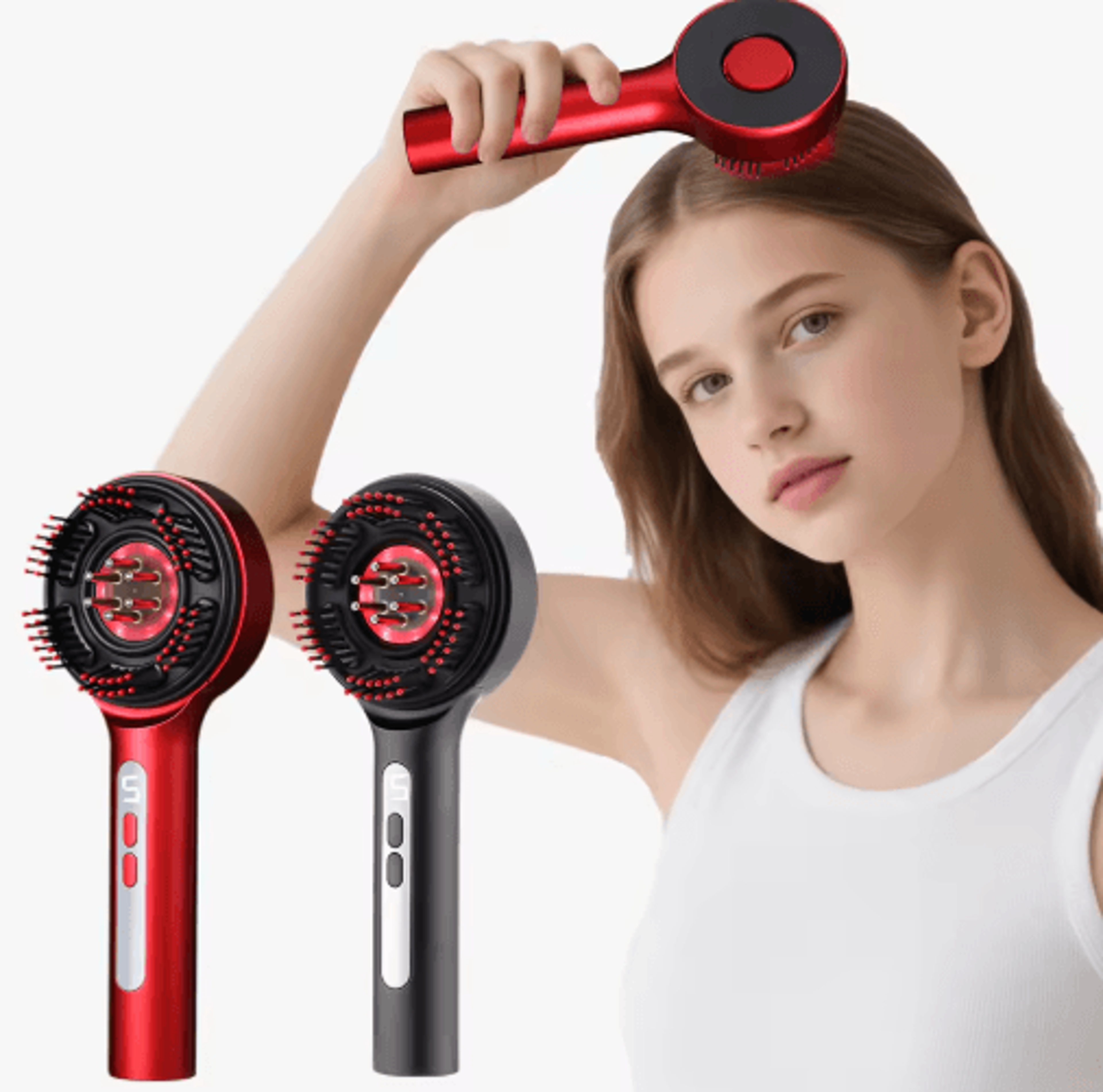 electric red light scalp brush – massage & hair oil applicator comb