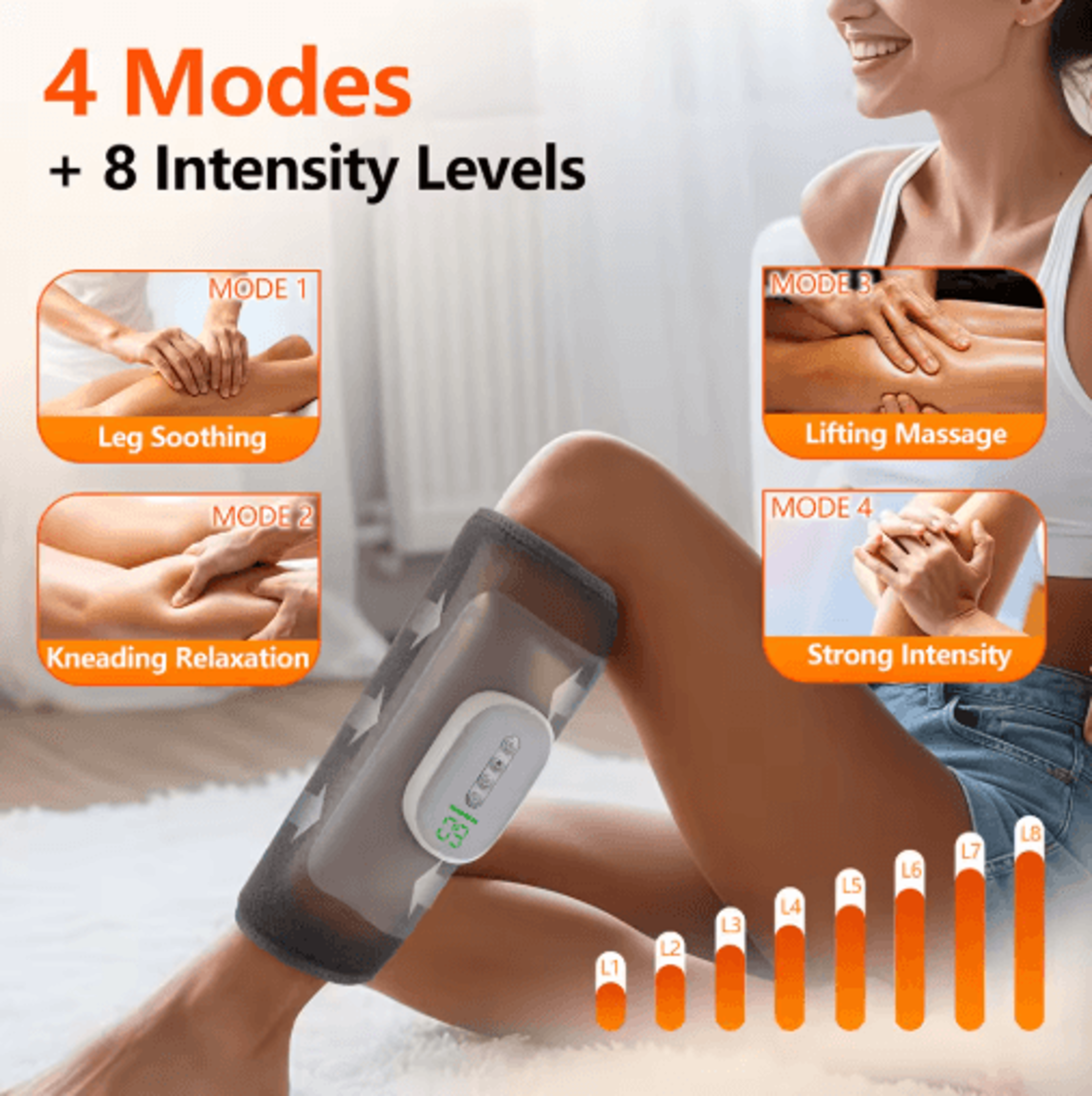 Wireless Air Compression Leg Massager  Heated Calf  Foot Relaxation Wrap 6