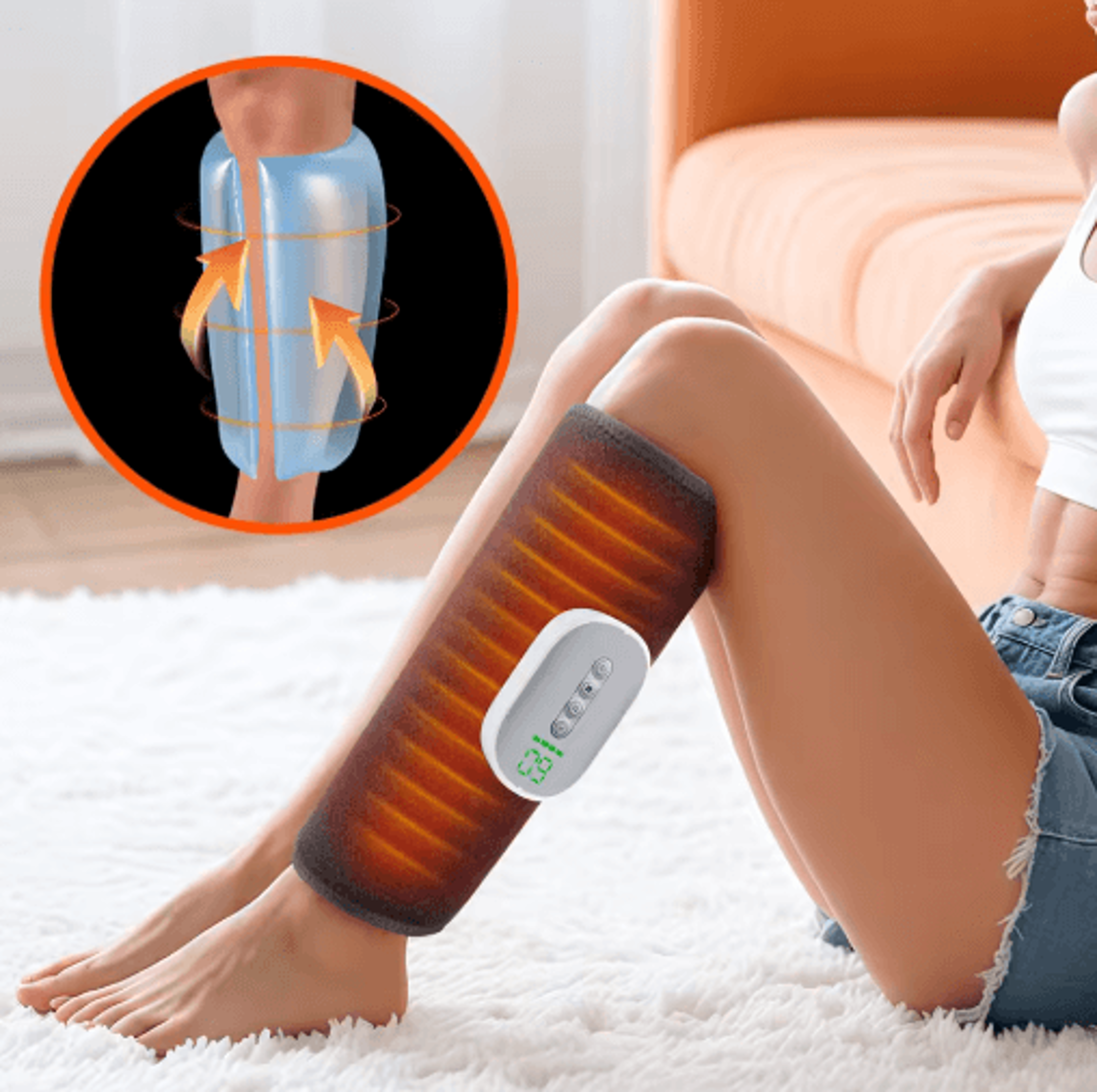 Wireless Air Compression Leg Massager  Heated Calf  Foot Relaxation Wrap 7