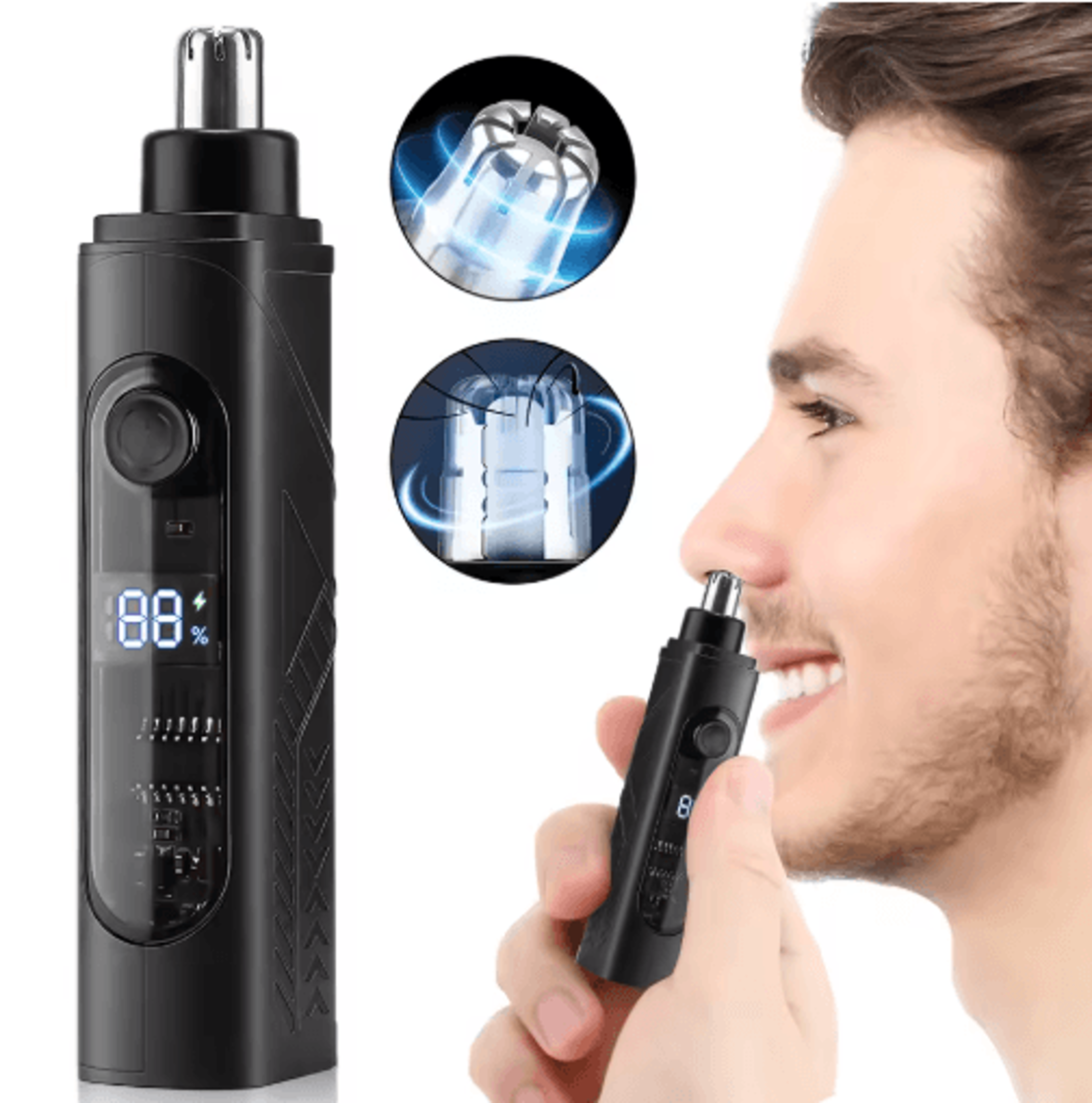 electric mini nose hair trimmer – wet & dry facial grooming clipper