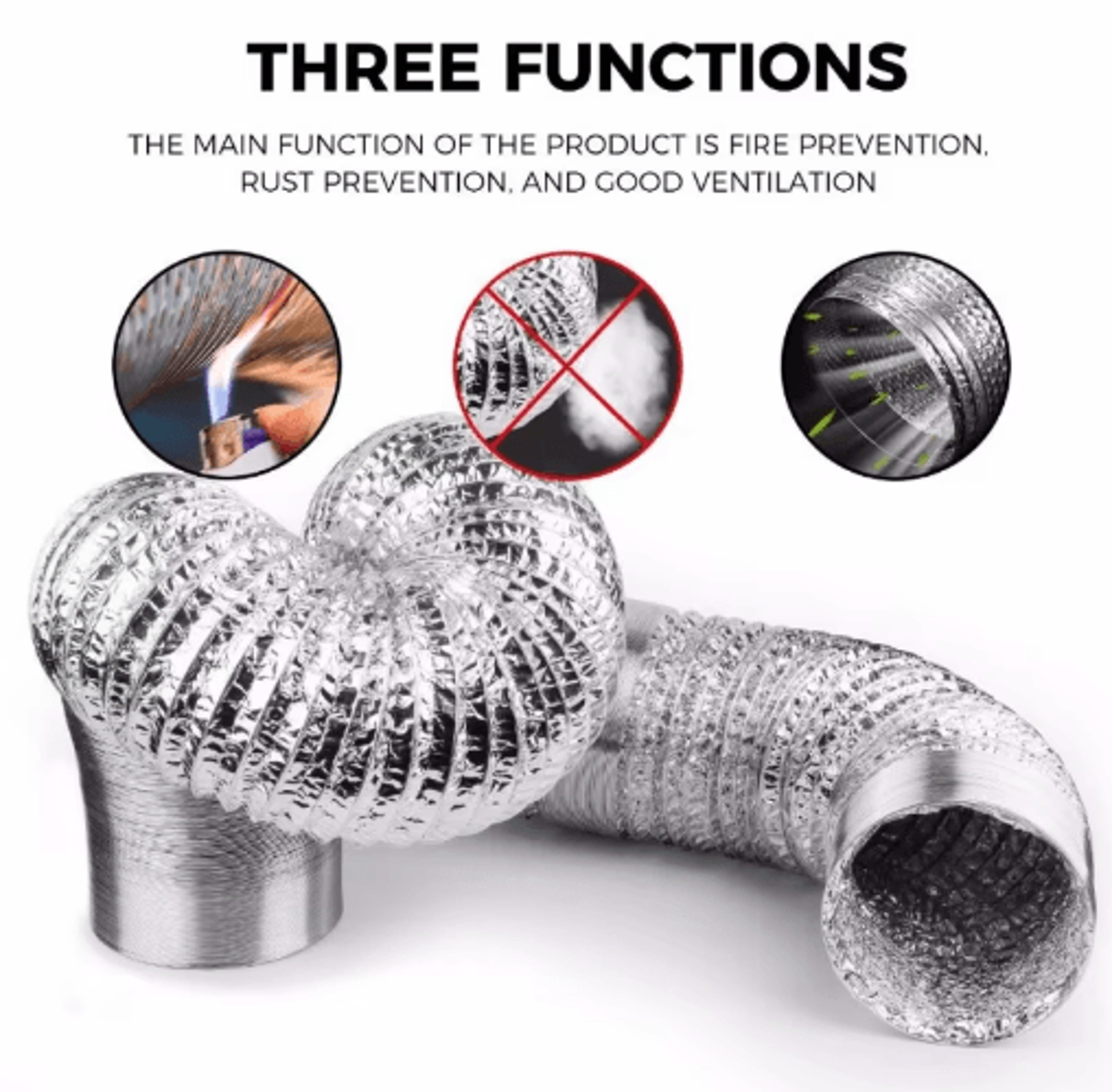 flexible aluminum foil ventilation pipe – expandable exhaust fan hose