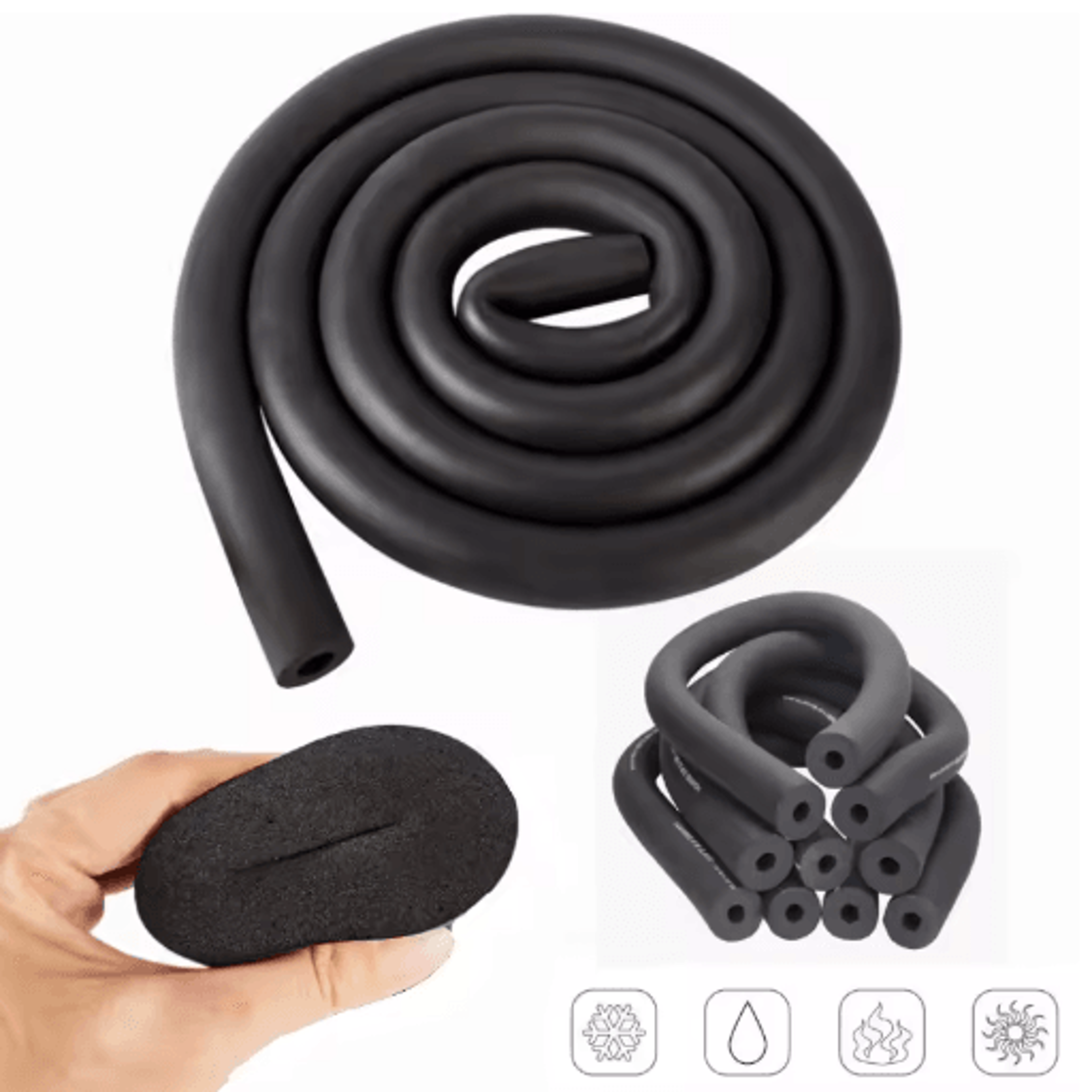 1.8m rubber sponge pipe insulation sleeve – 6–32mm thermal tube