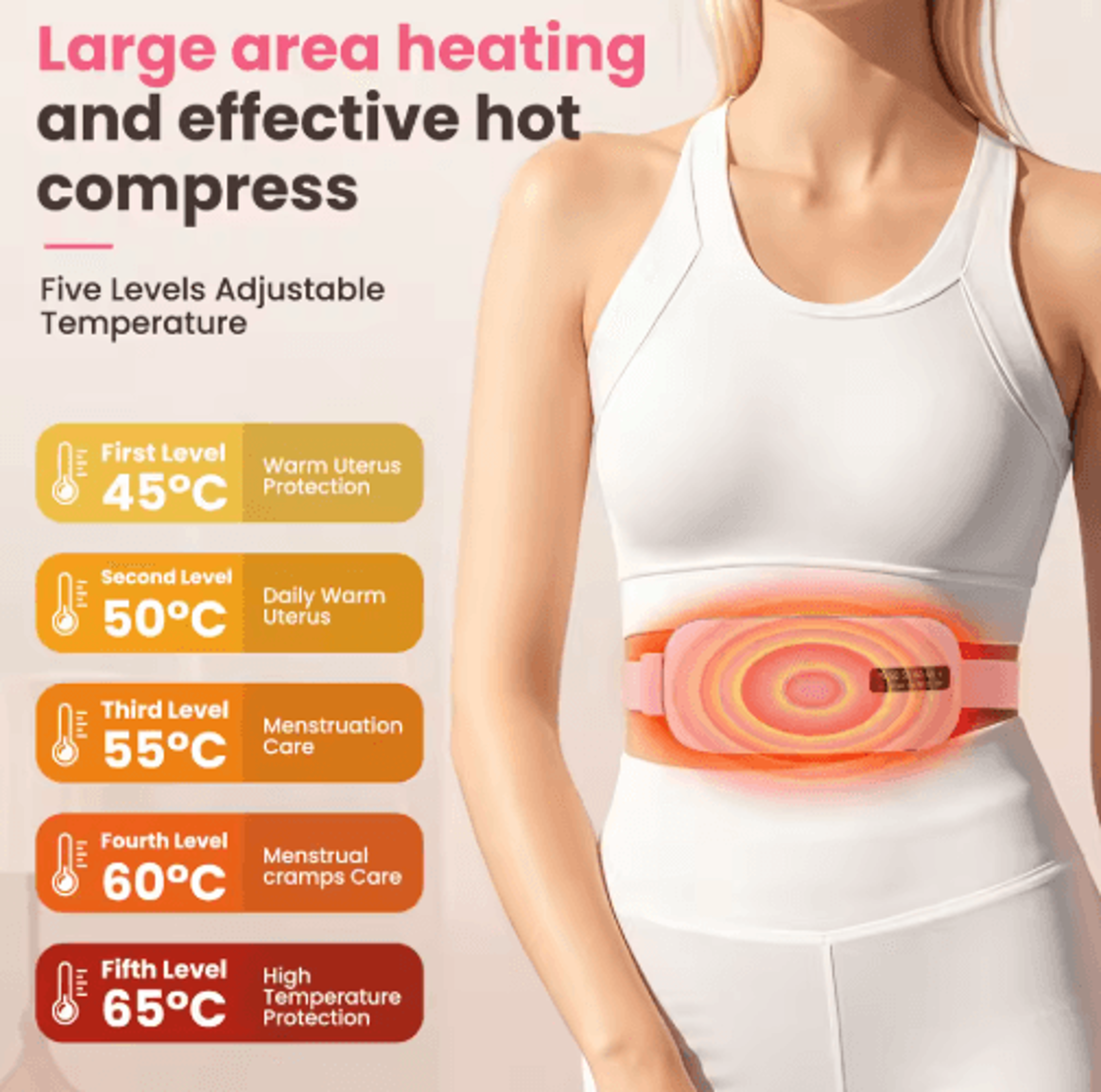 5Mode Heated Waist Massage Belt  Vibration Menstrual Heating Pad 3
