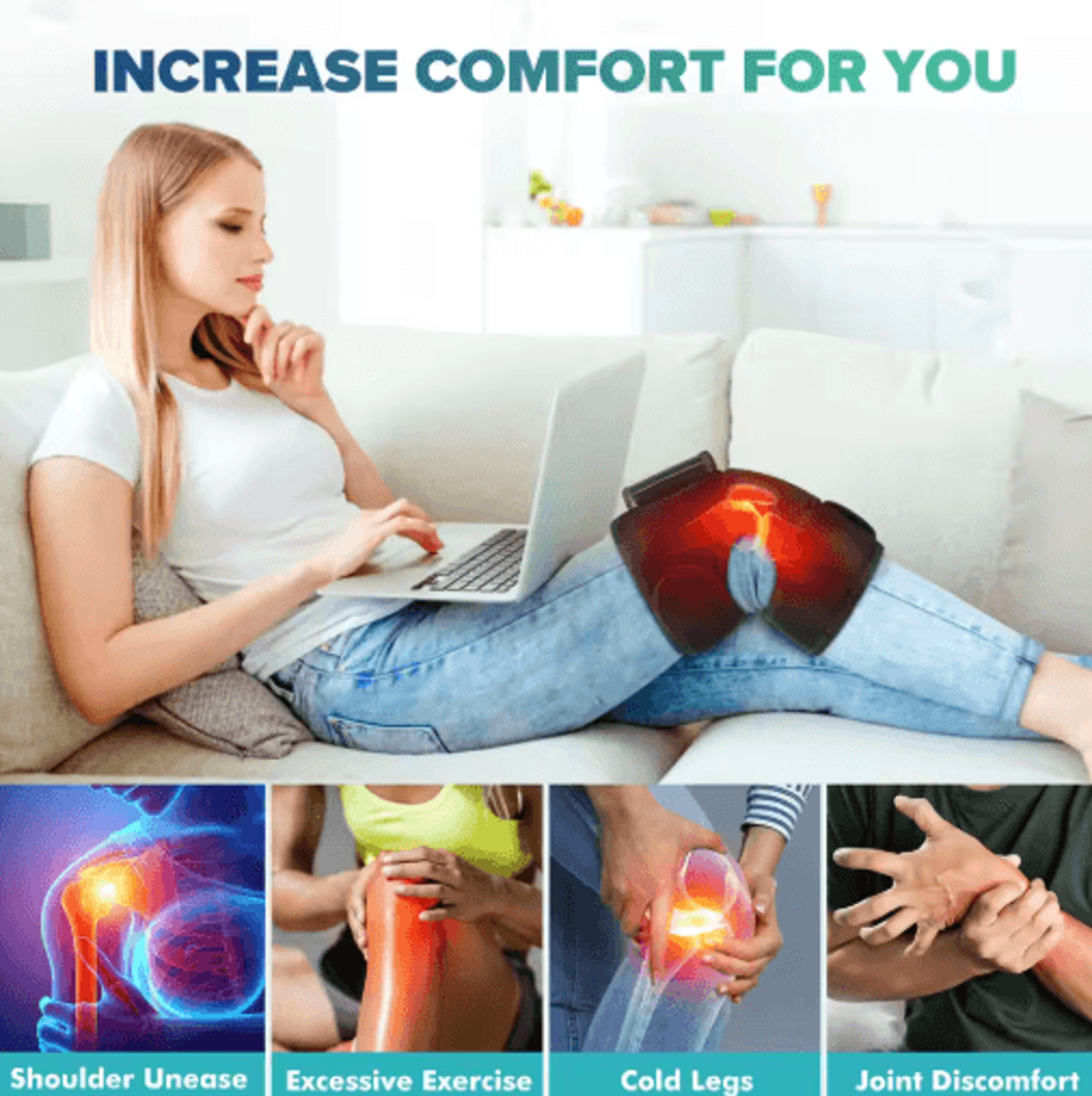 Electric Heated Knee Massager  Warm Compress  Vibration Wrap 6