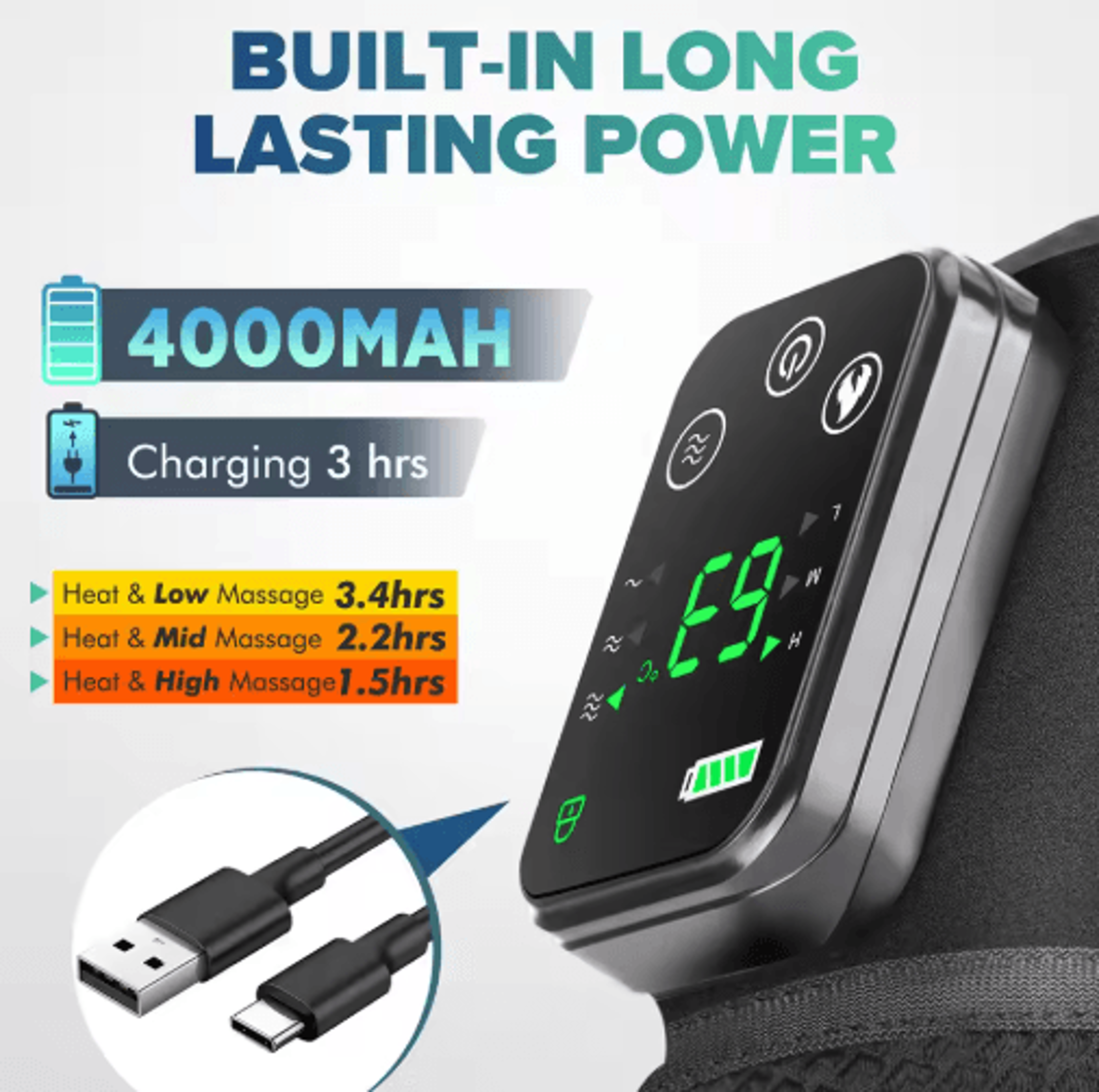 Electric Heated Knee Massager  Warm Compress  Vibration Wrap 3