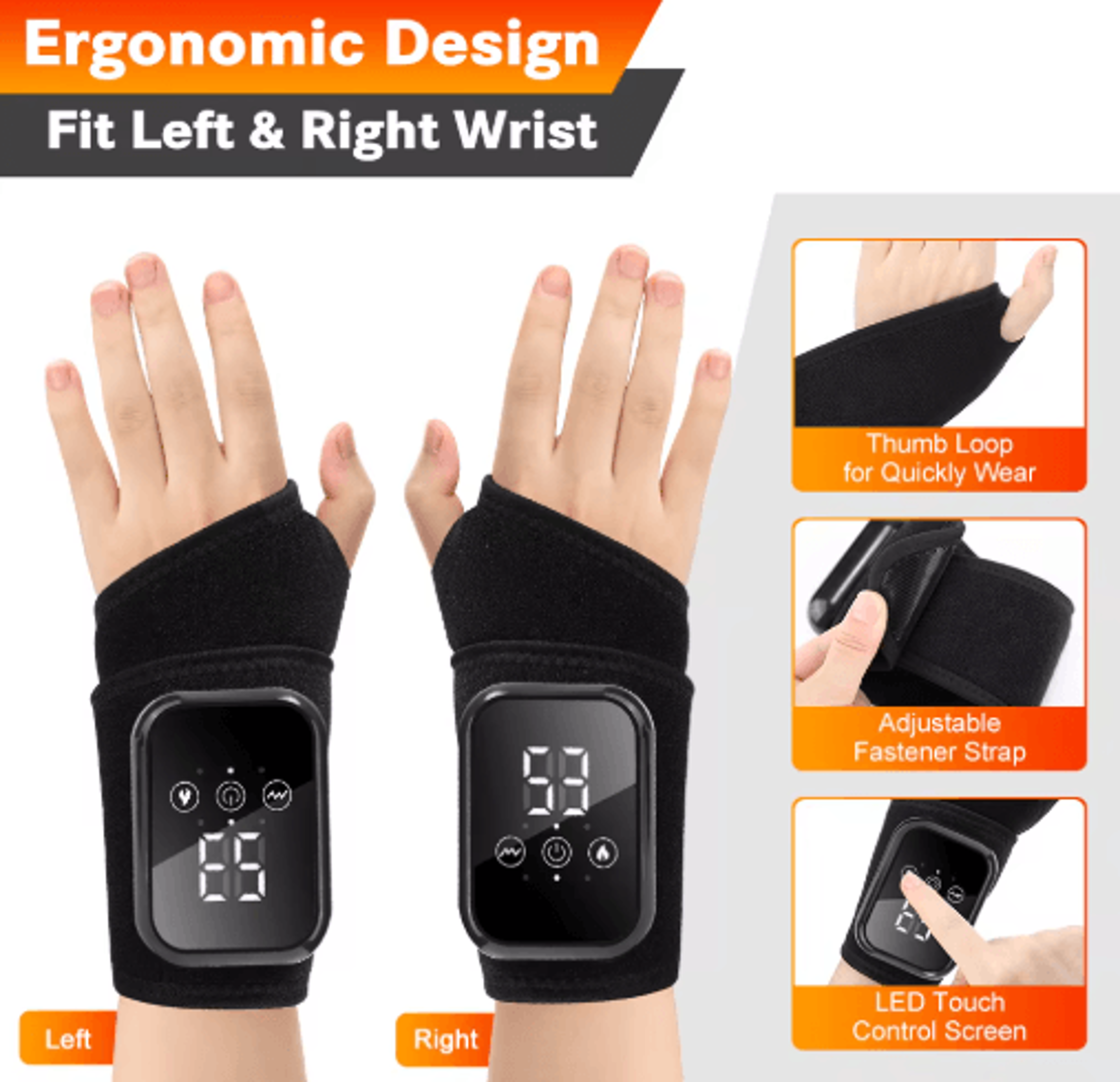 Electric Heated Wrist Massager  Vibration Warm Compress Wrap 3