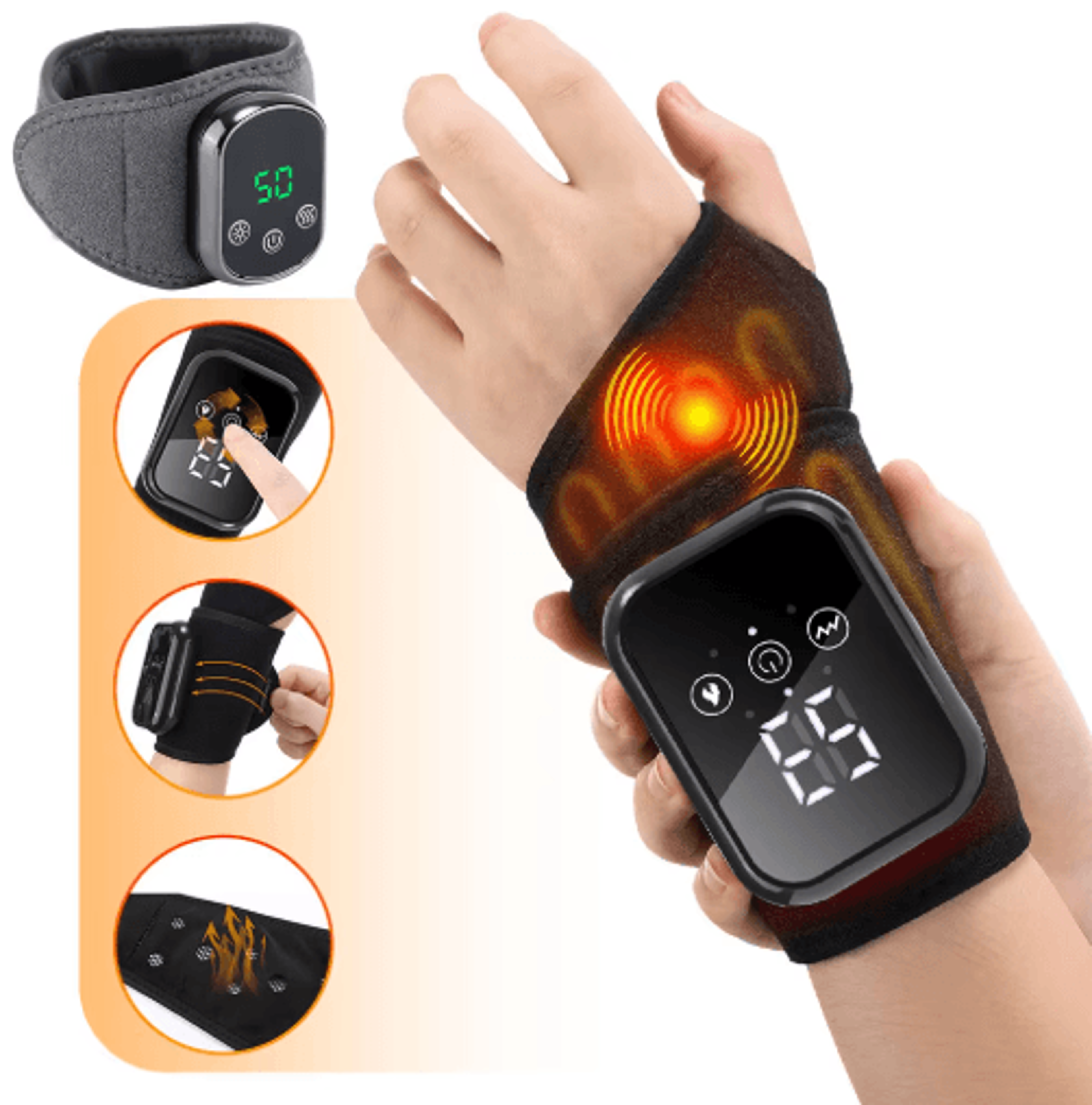 electric heated wrist massager – vibration warm compress wrap