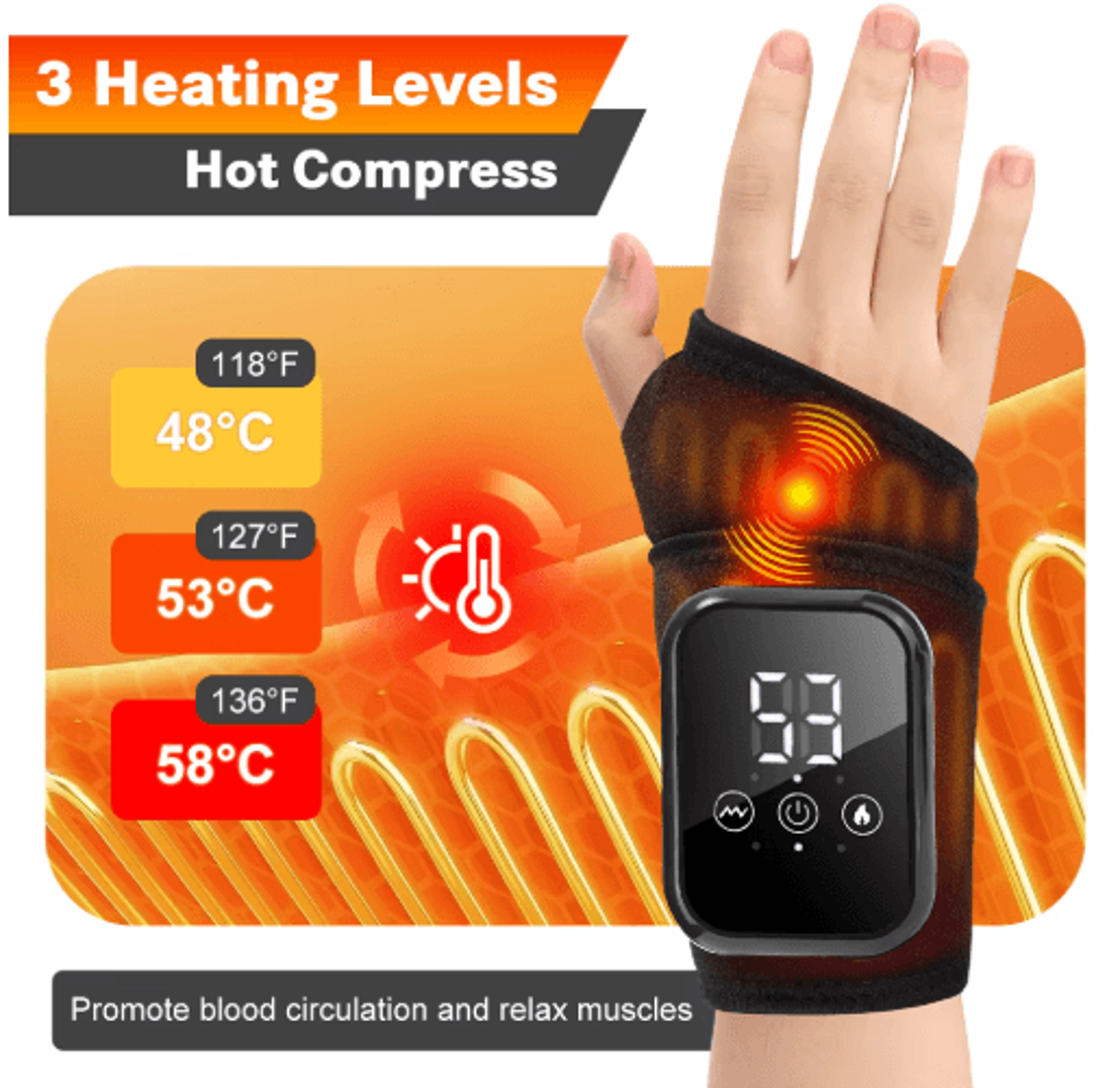 Electric Heated Wrist Massager  Vibration Warm Compress Wrap 7