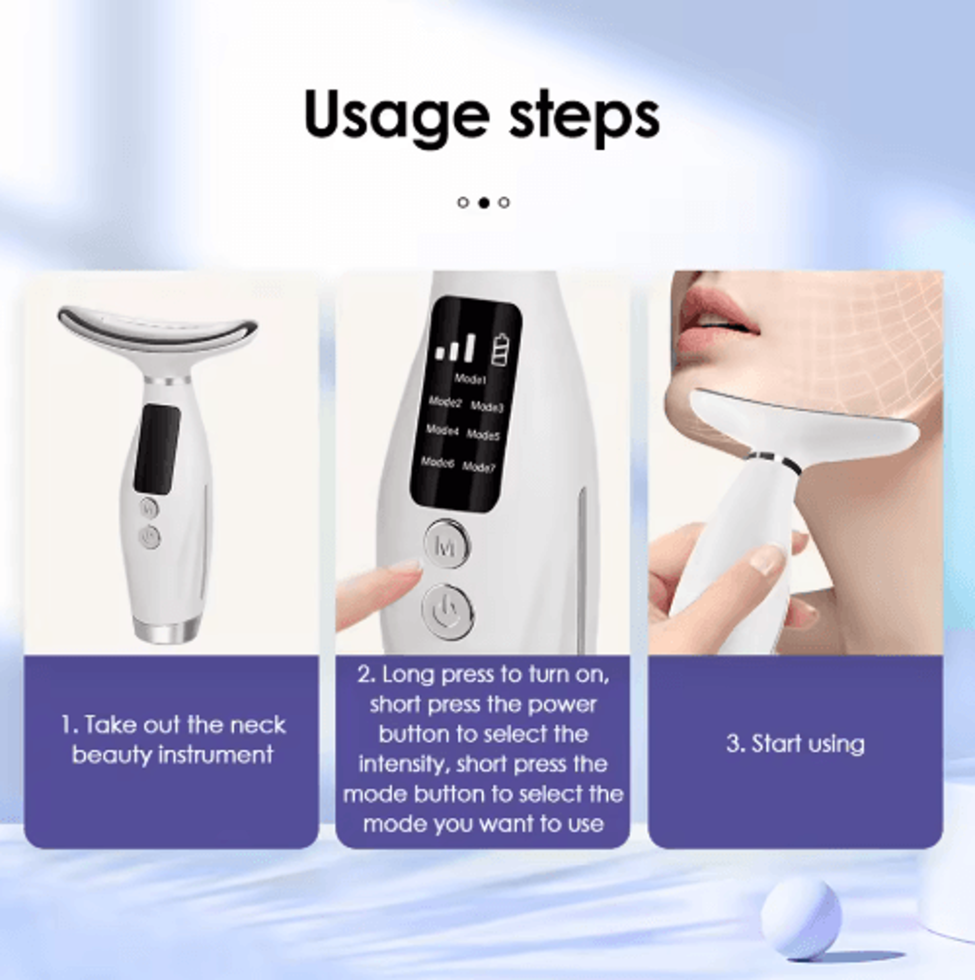 7Color LED Face  Neck Massager  Heated Vibration Beauty Device 2