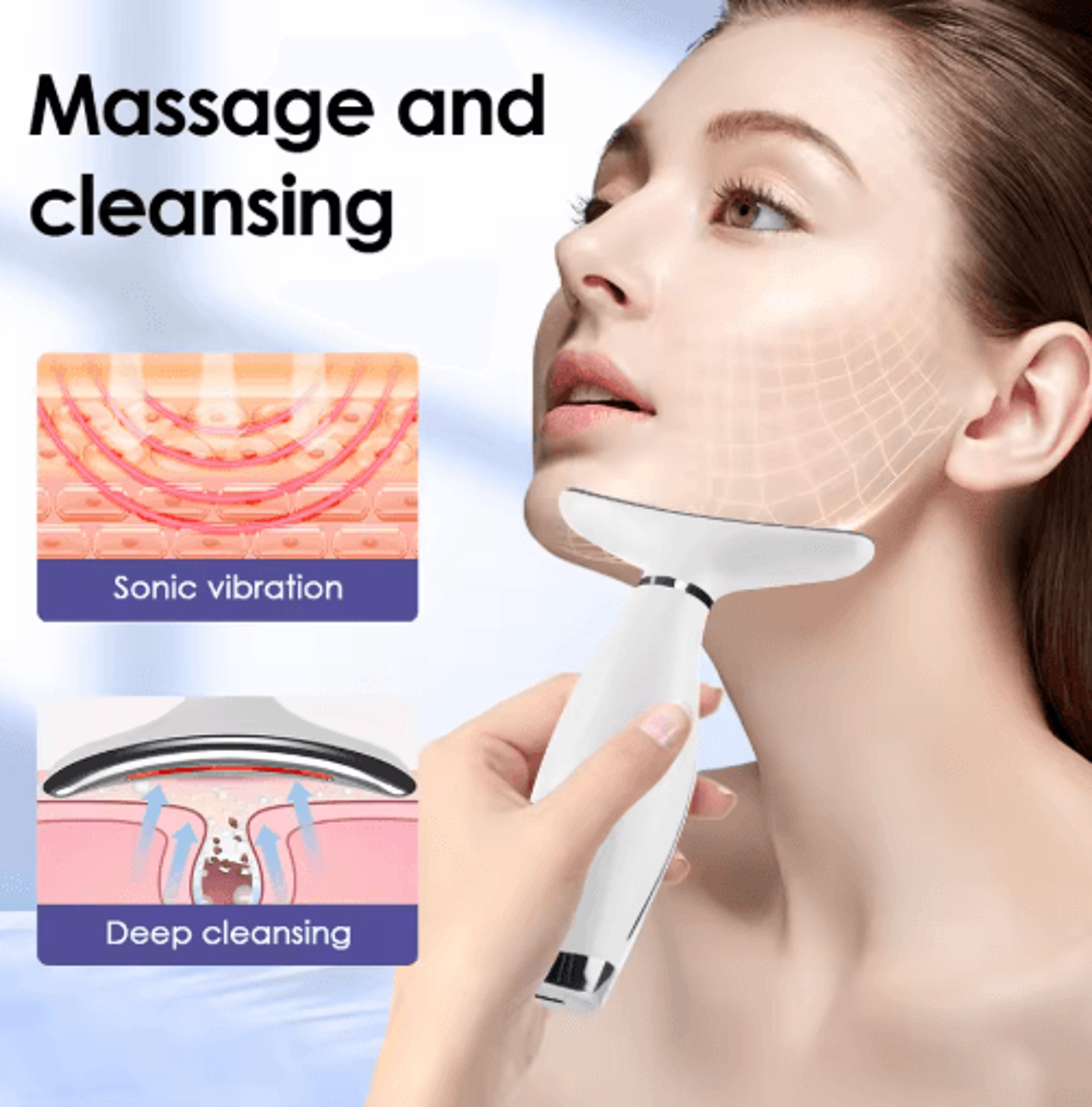 7Color LED Face  Neck Massager  Heated Vibration Beauty Device 4
