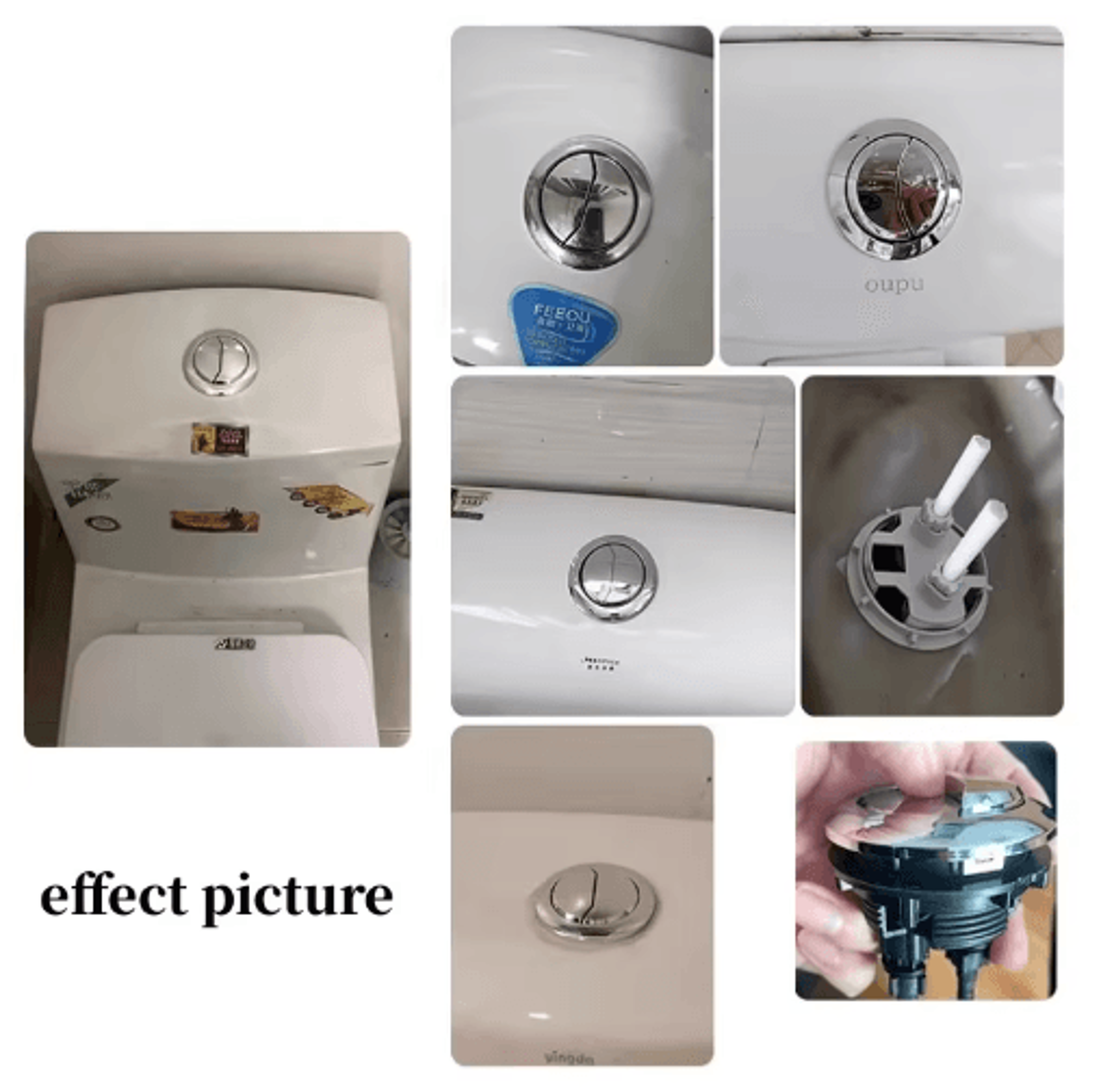 Universal Dual Flush Toilet Button  Round Water Tank Push Valve 6